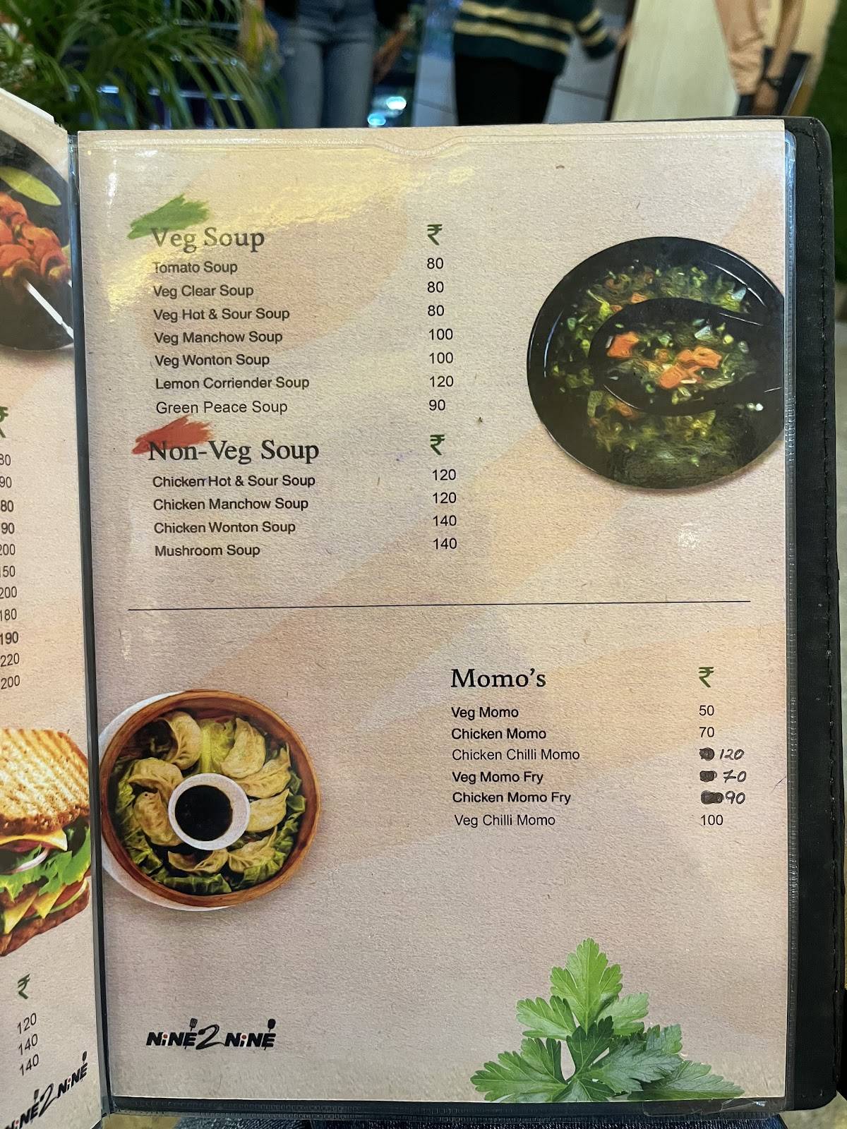 Nine 2 Nine Resturant And Cafe menu