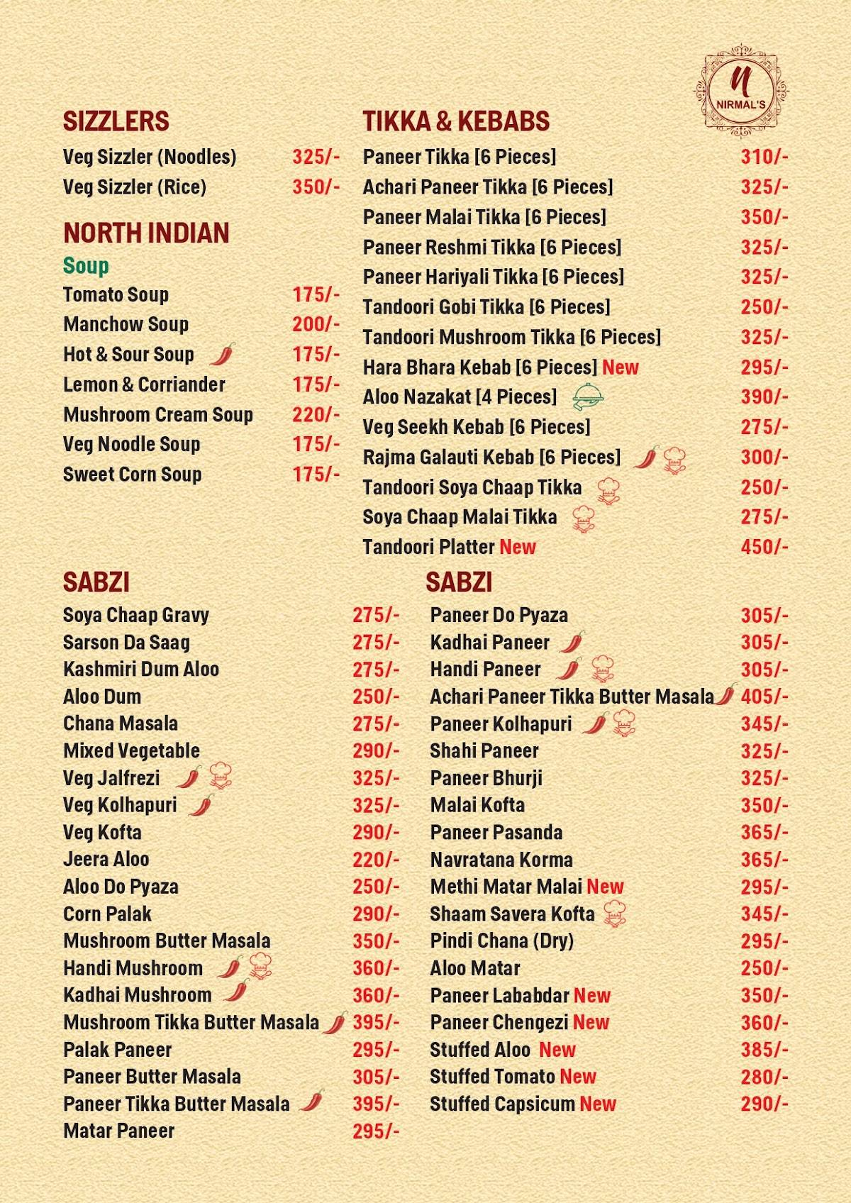 Nirmal Food Plaza menu