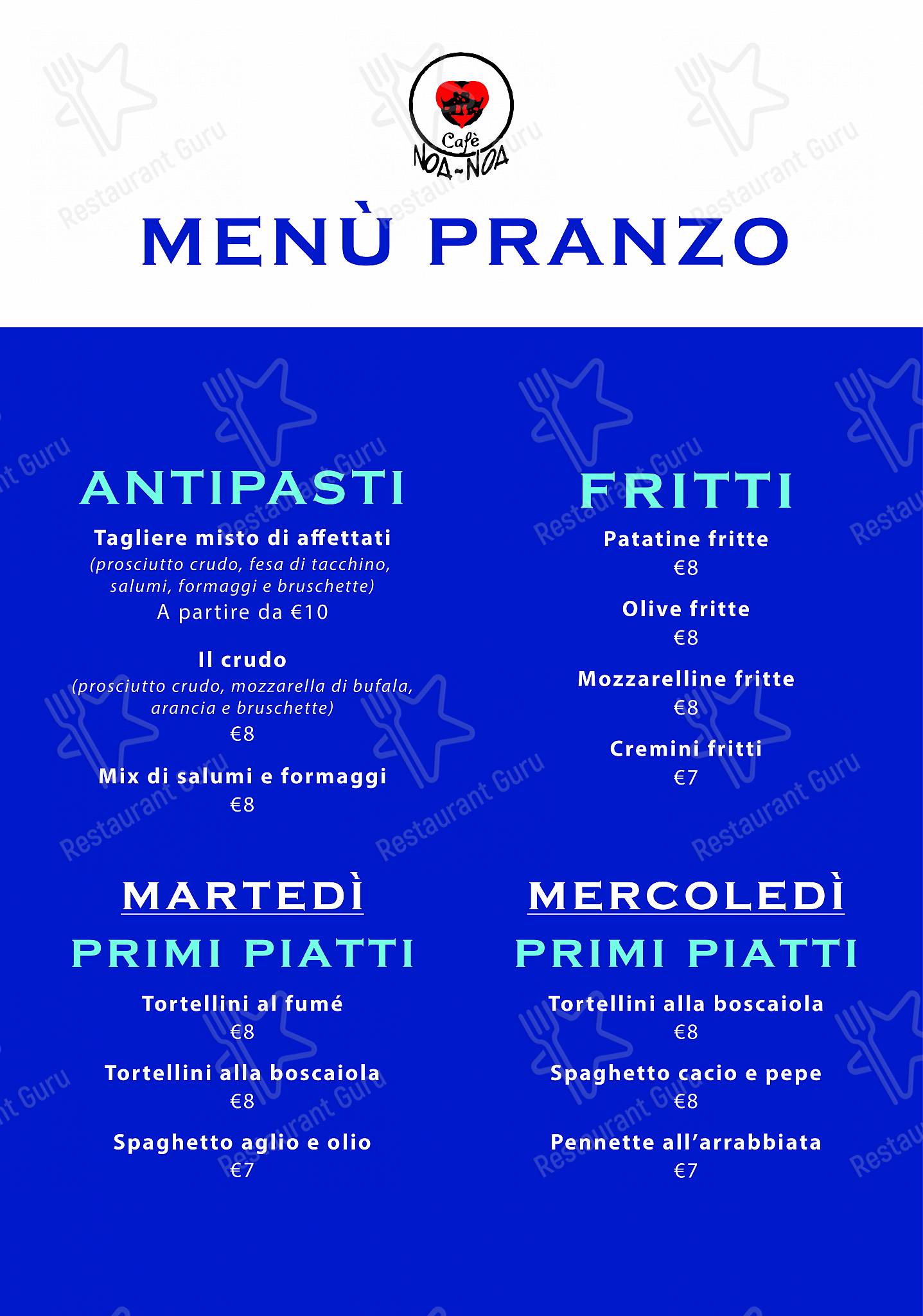 Menu per Noa Noa Cafe' Di Martinelli Fabiola pub & bar