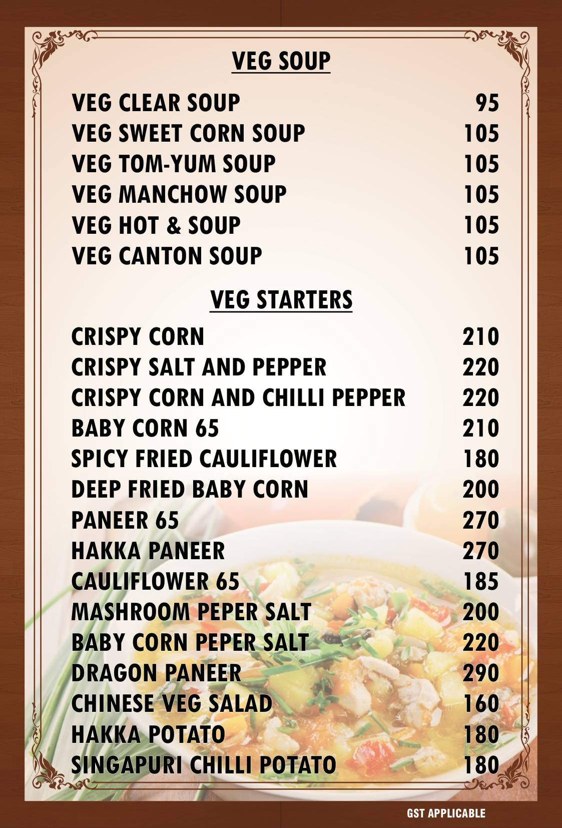 Noodle King menu