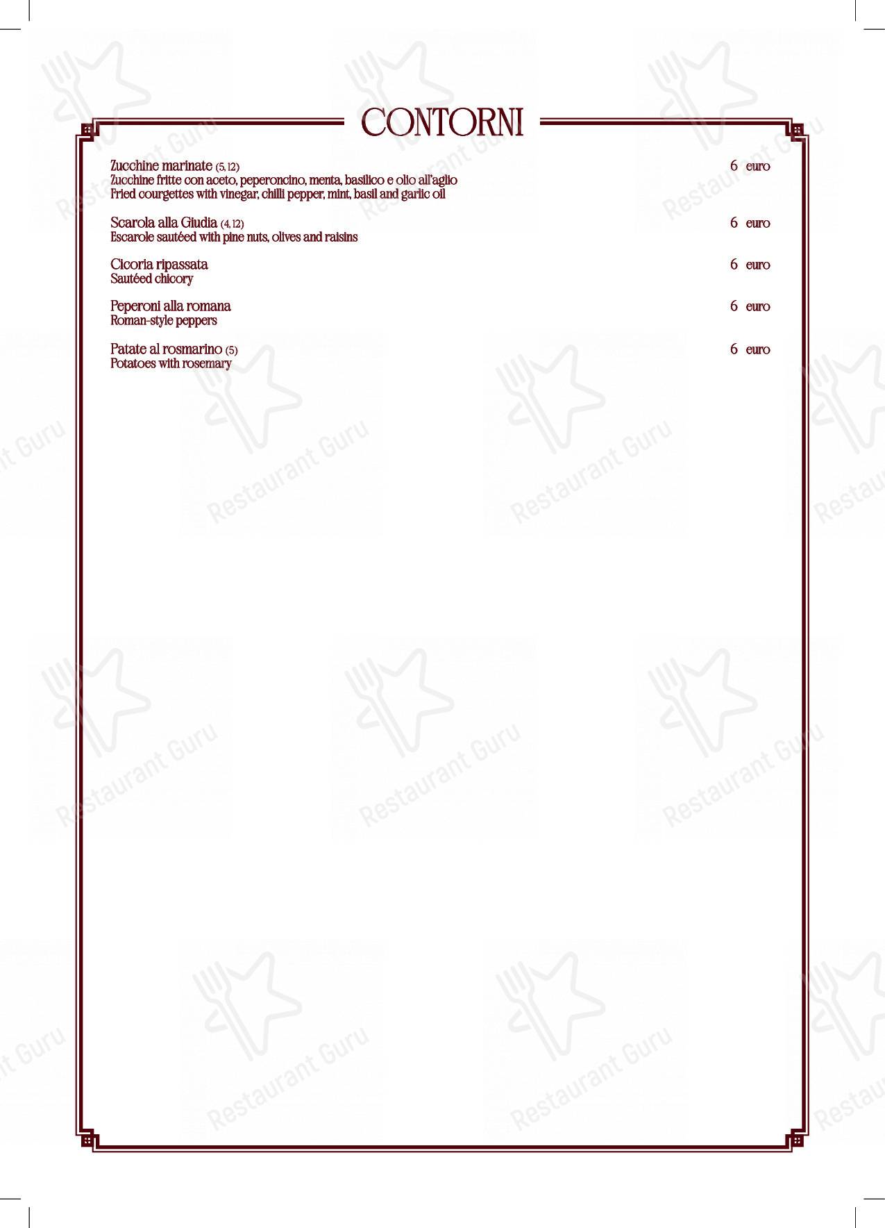 Menu di Ristorante Trastevere - piatti e bevande