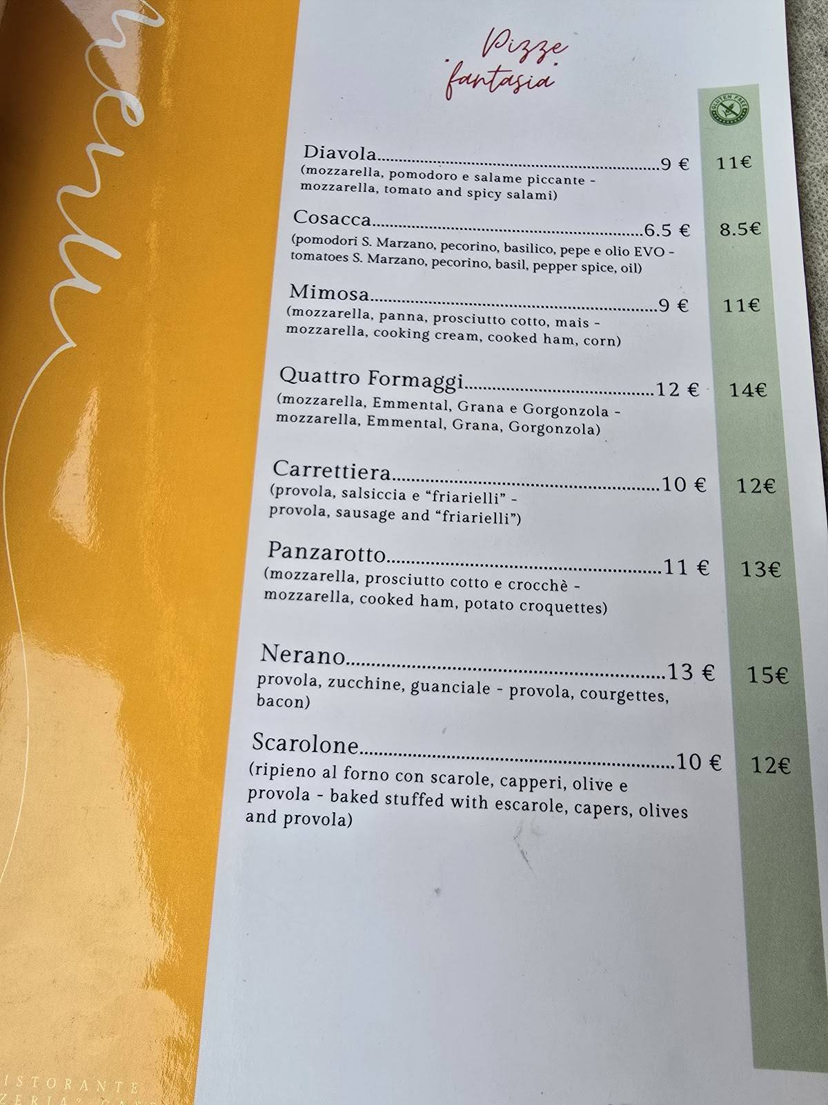 Menu di O' Munaciello Ristorante-Pizzeria 