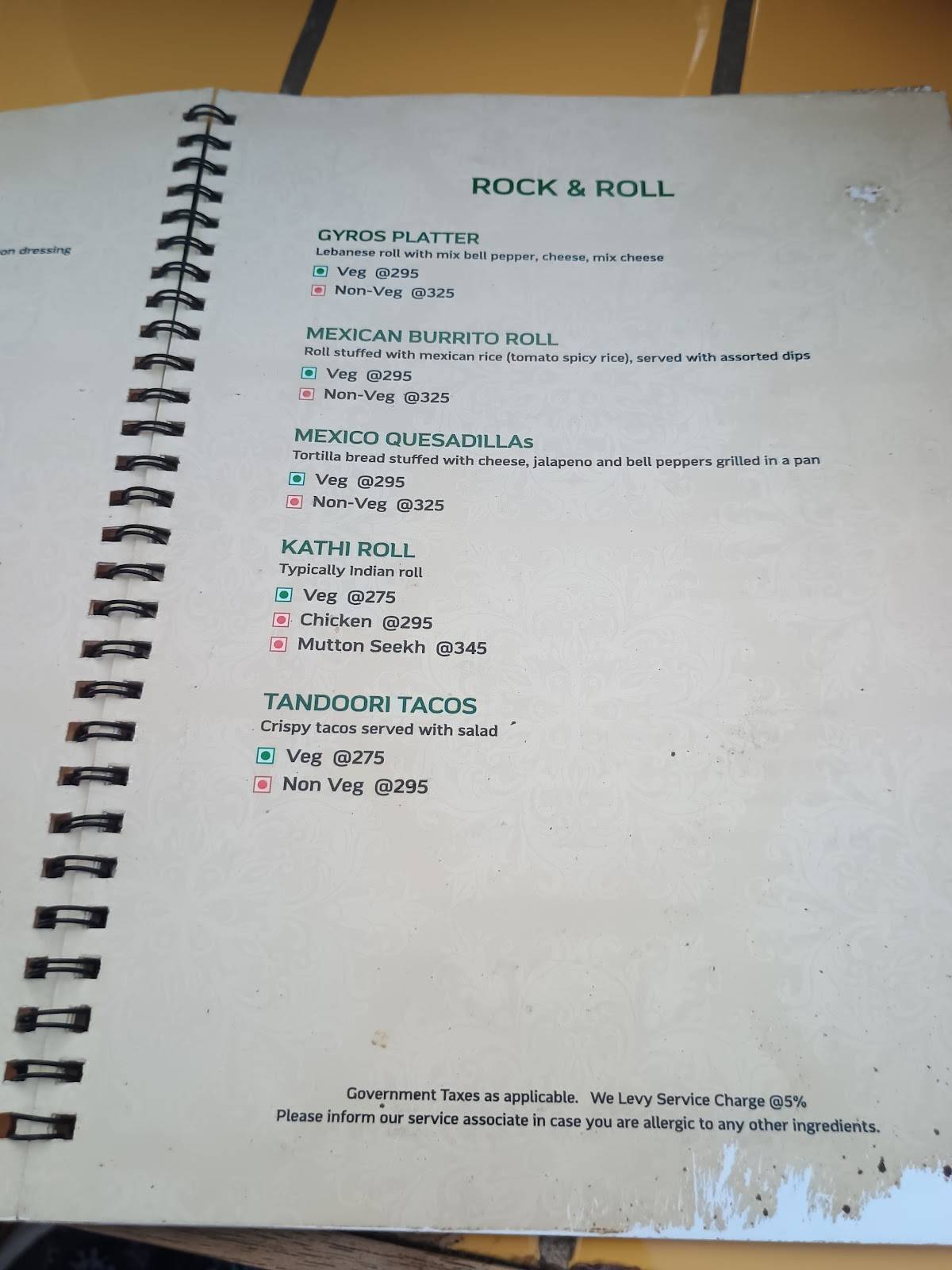 ODR - On Da Rocks menu