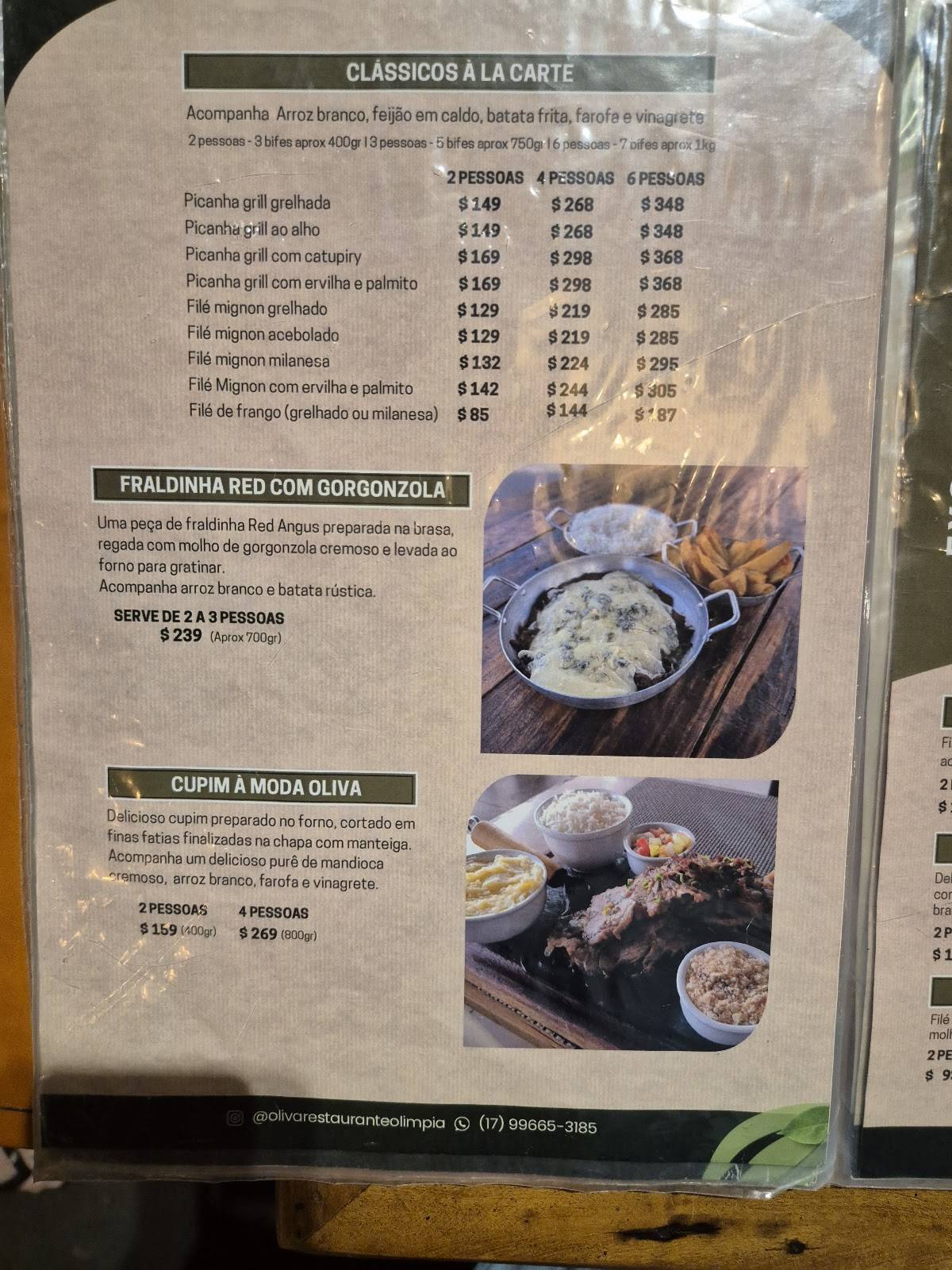OLIVA RESTAURANTE - À LA CARTE & PARRILLA cardápio