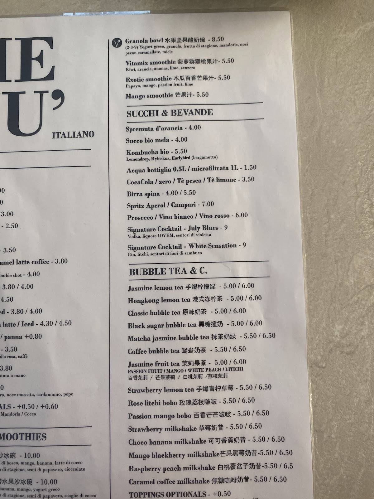 Menu di OOPS CAFE’ 