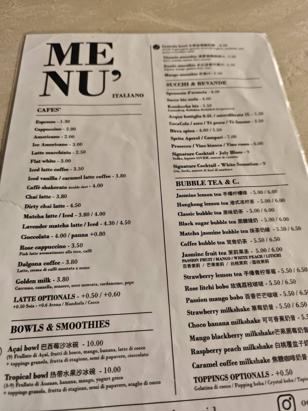 Menu di OOPS CAFE’ 