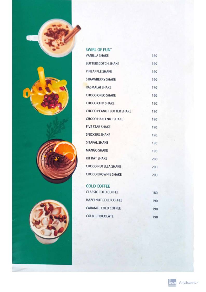 Oberai Bakers & Cafe menu