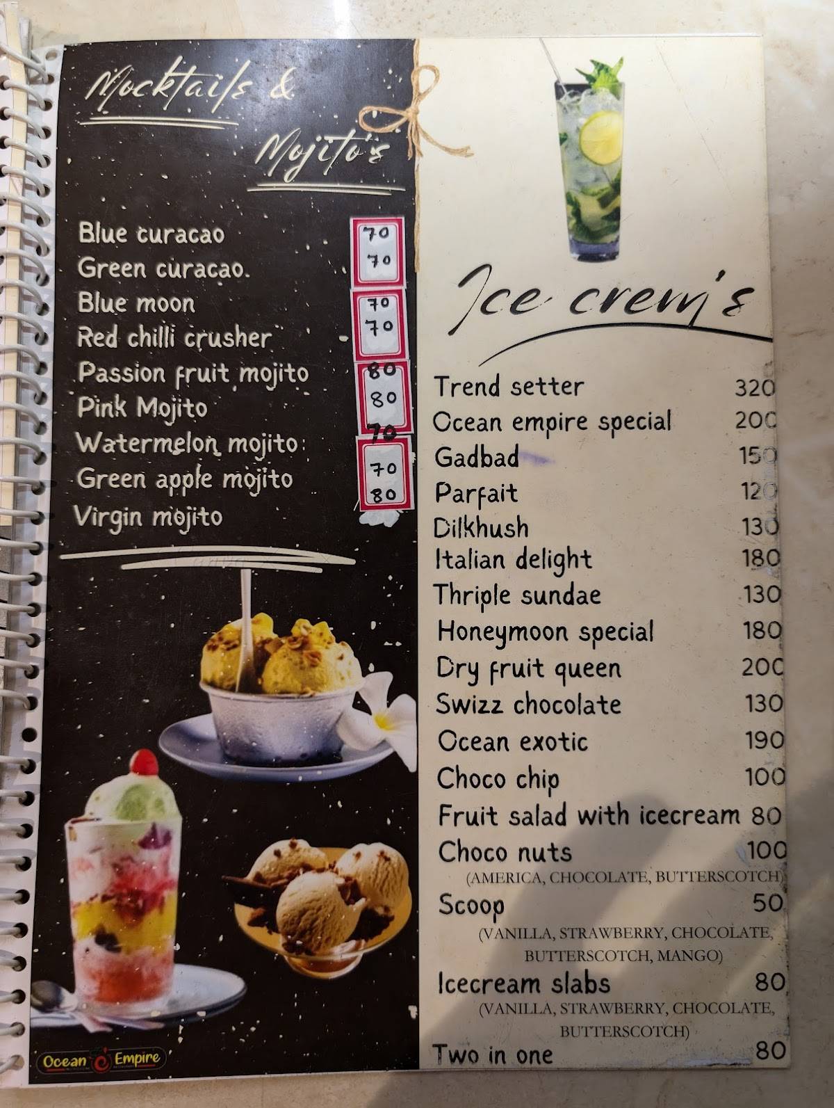 Ocean Empire Restaurant menu