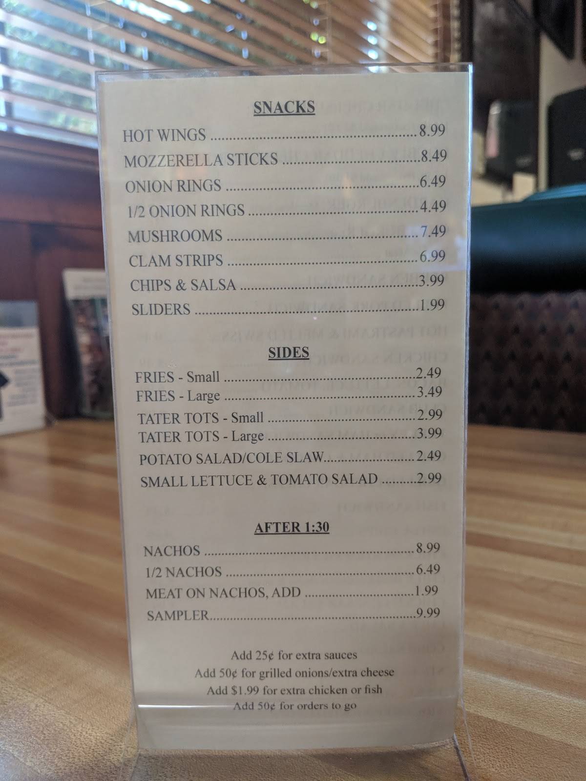 Menu at The Office Tavern pub & bar, Tumwater