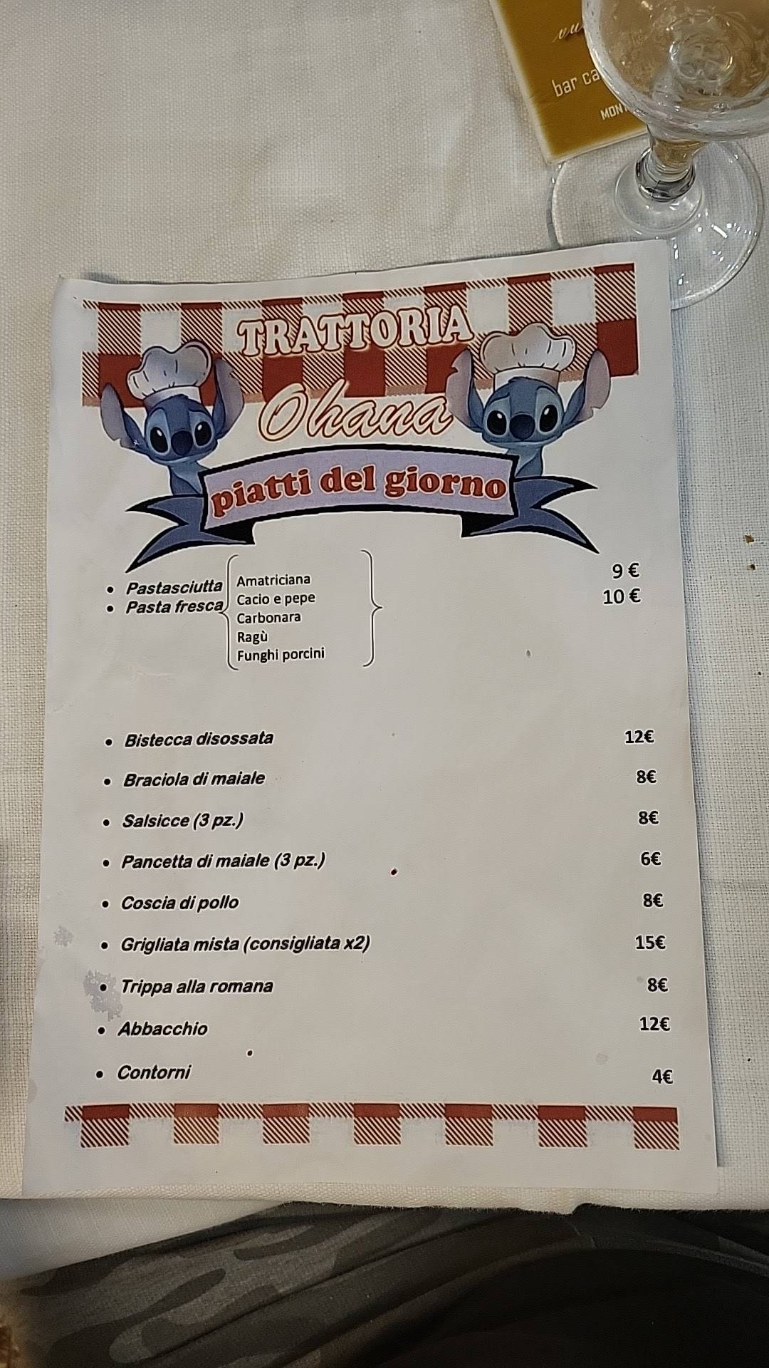 Menu di Pizzeria Ohana 