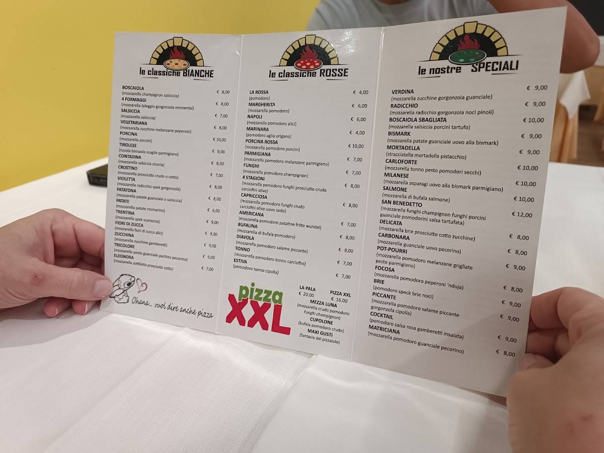 Menu di Pizzeria Ohana 