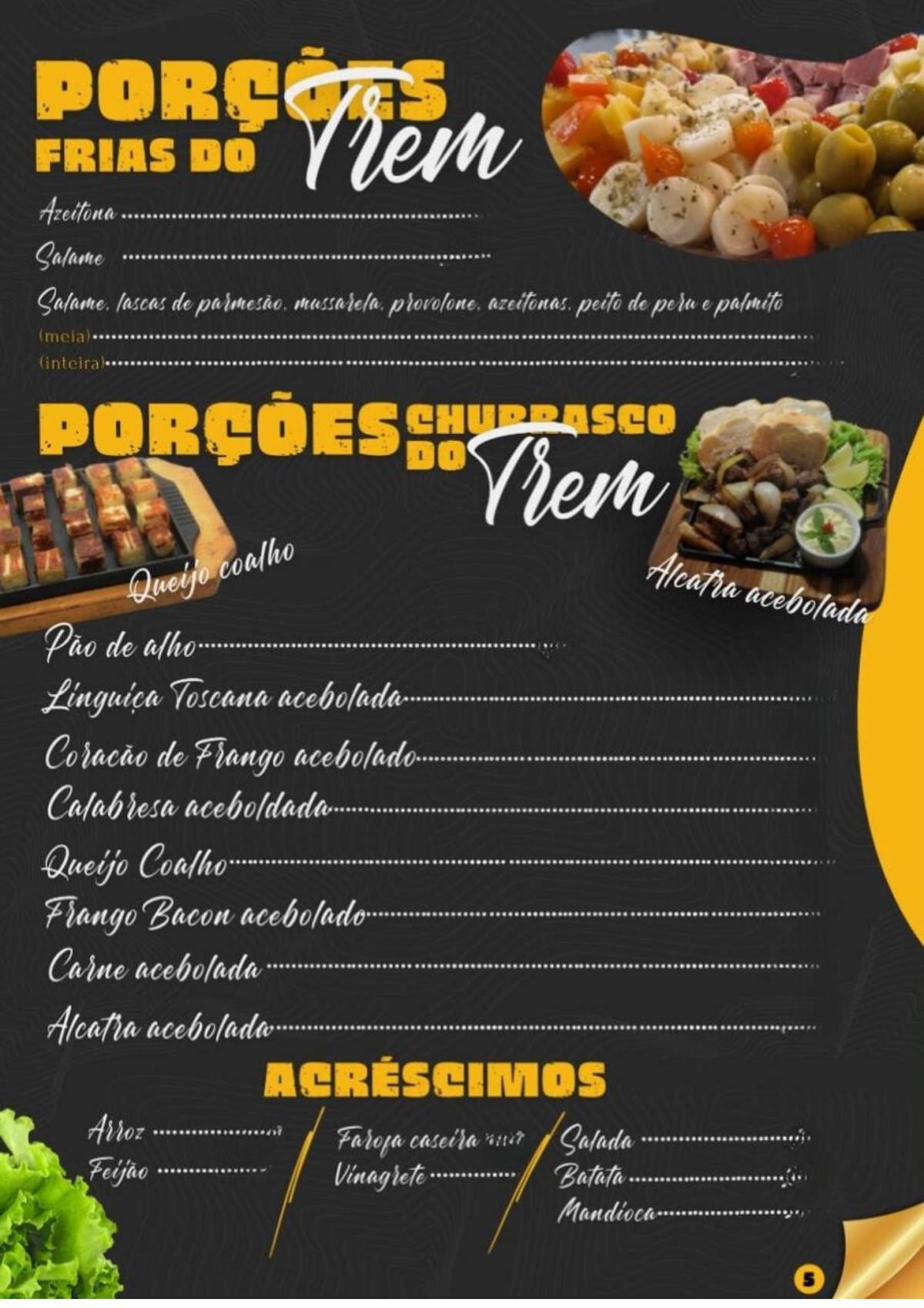 Restaurante bar Óiotrem cardápio