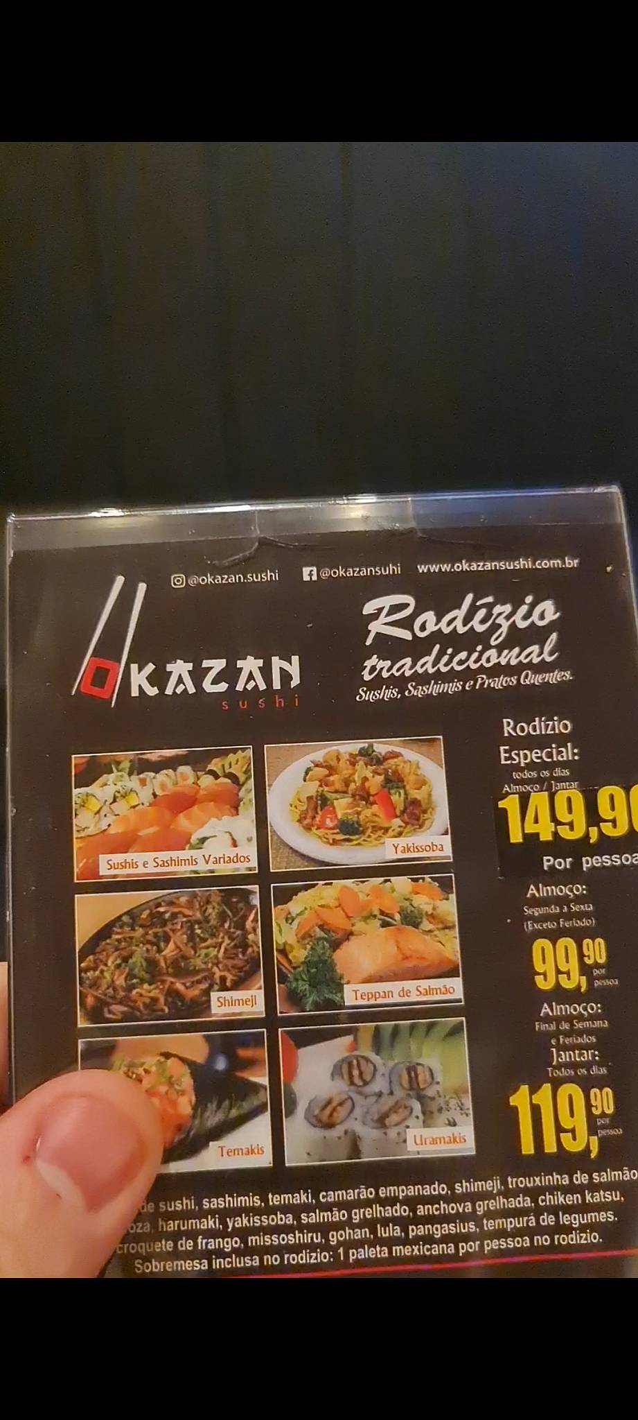 Okazan Sushi Guarulhos cardápio
