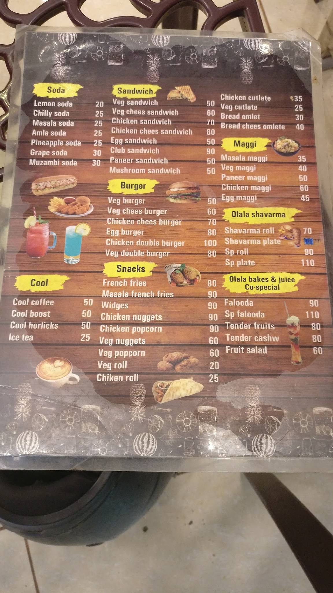 Lala BAKES & JUICE - CO(Cake shop in mannivakkam , Juice shop in mannivakkam) menu