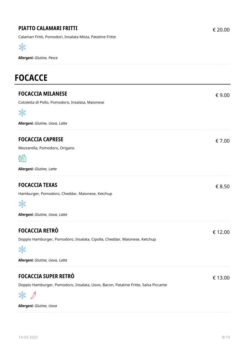 Menu di Retrò Pizzeria Olbia 