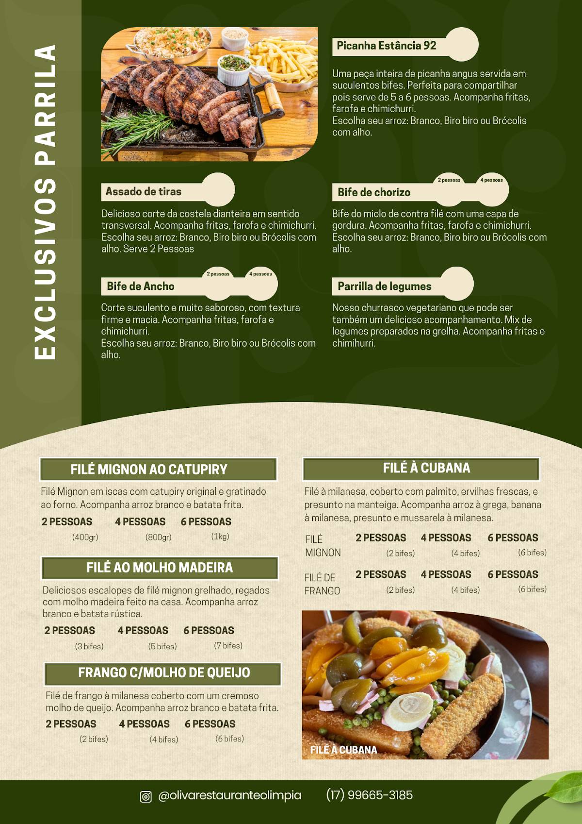 OLIVA RESTAURANTE - À LA CARTE & PARRILLA cardápio