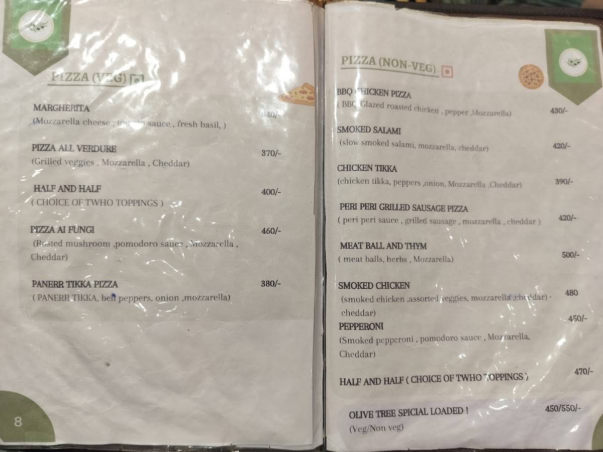 Olive Tree menu