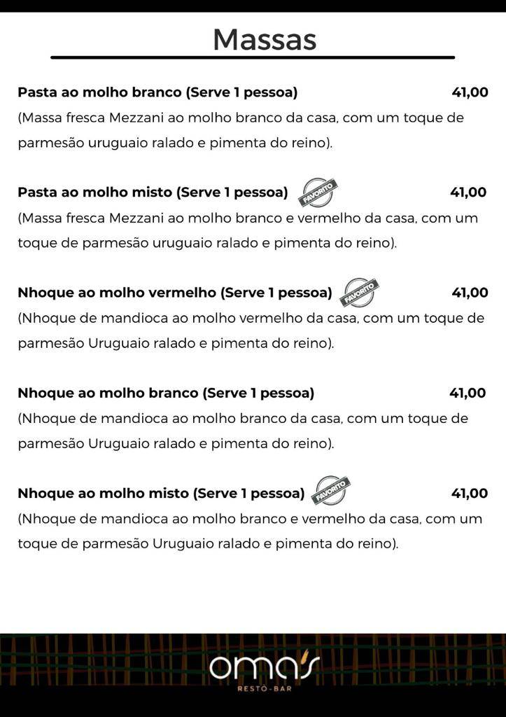 Omas Restô Bar cardápio