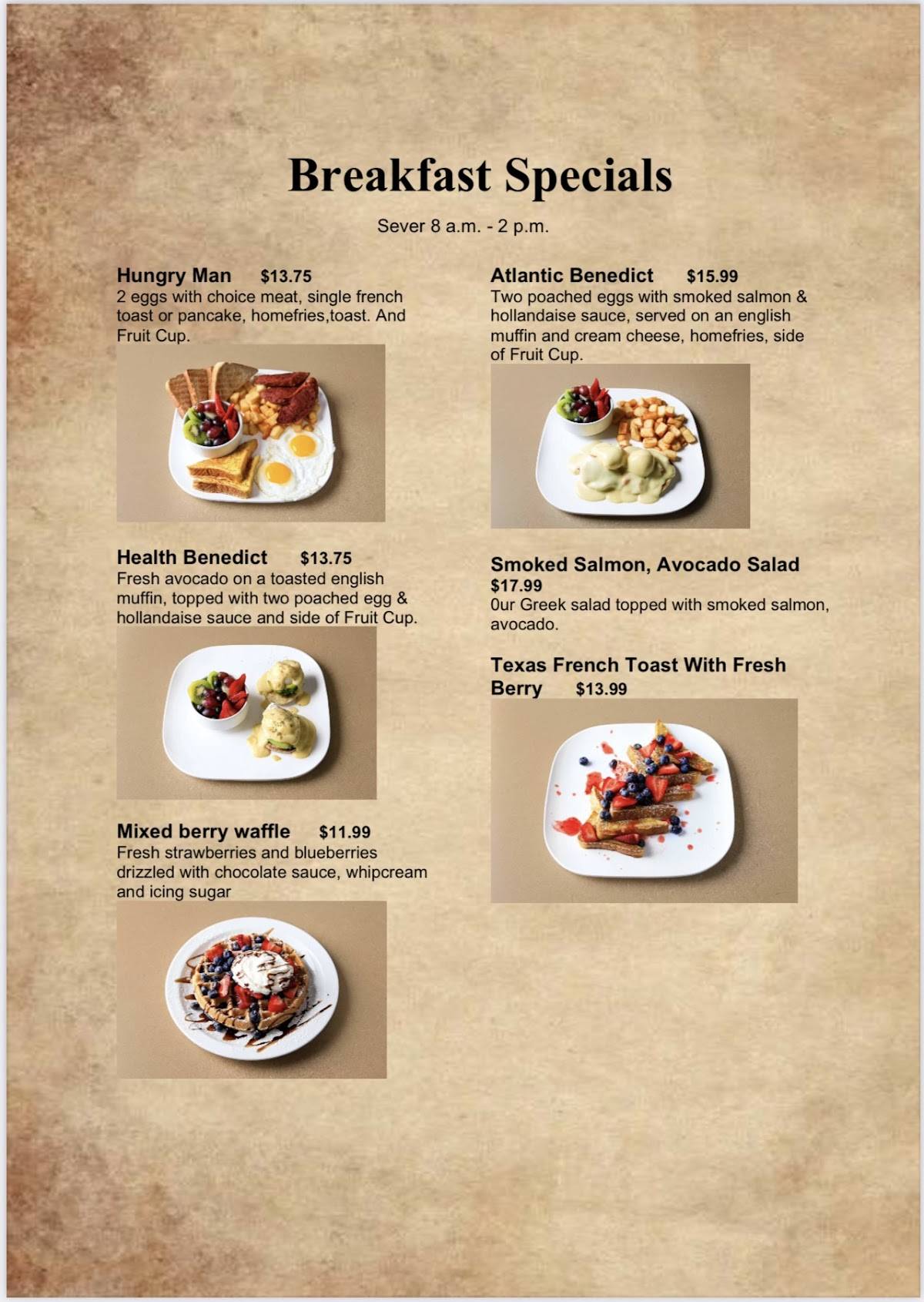 Menu de Omega Family Restaurant