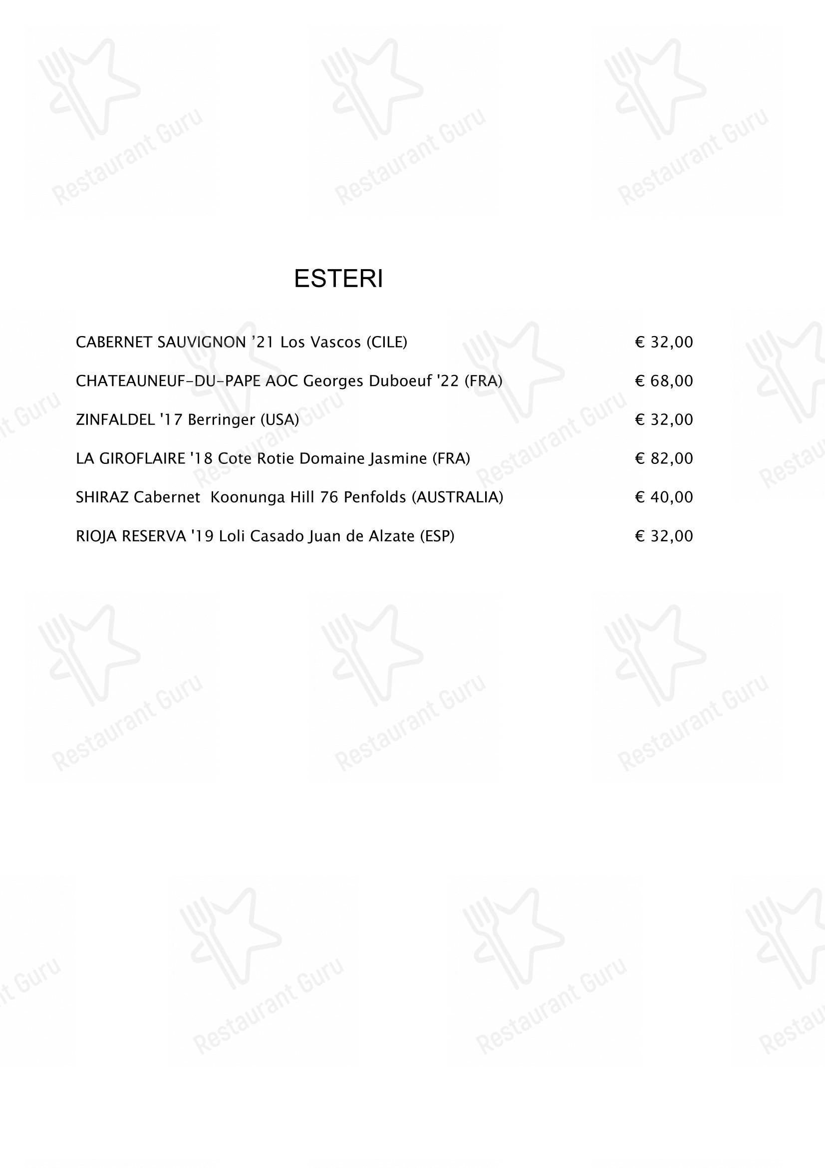 Ночное меню pour Opera Terza restaurant