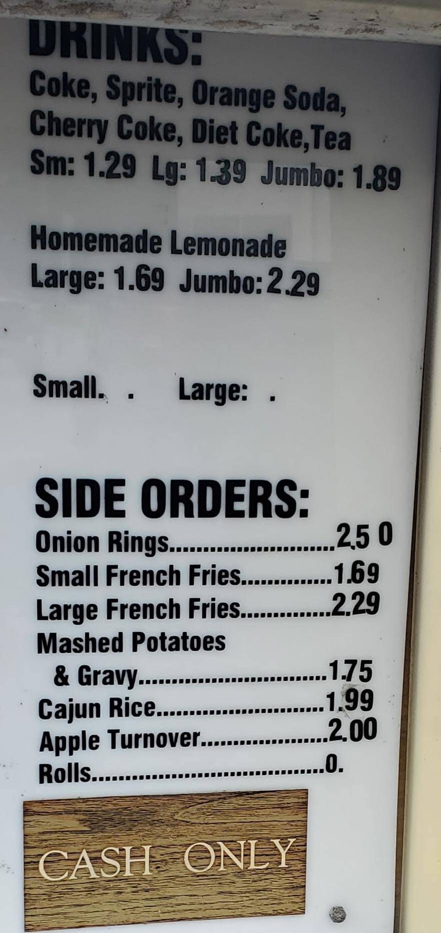 Menu at Biddie Banquet fast food, Orangeburg