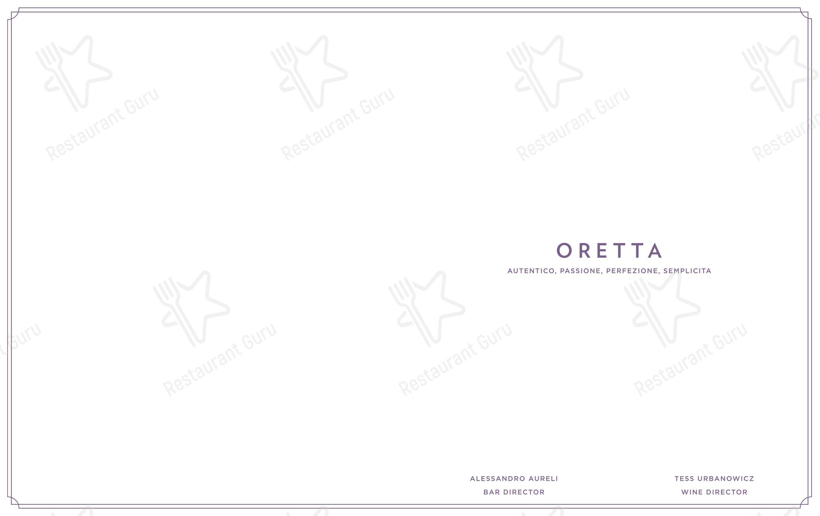 Menu pour Oretta King West - Основное меню