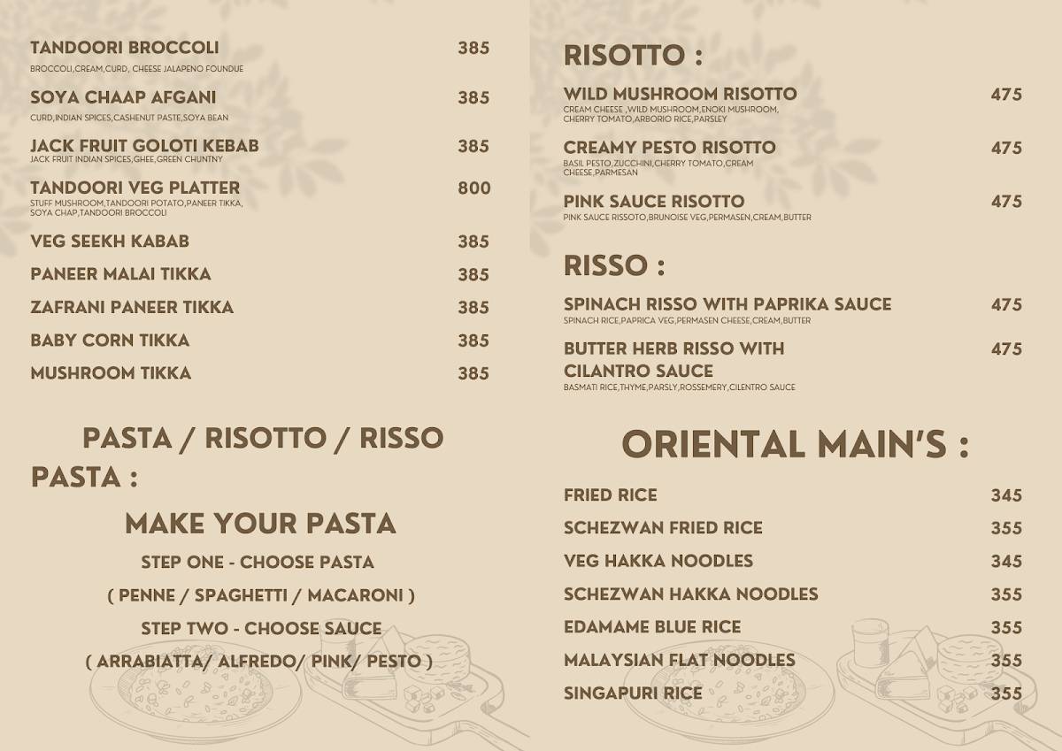 Oriv Veg Resto Bar - Santacruz Restaurant menu