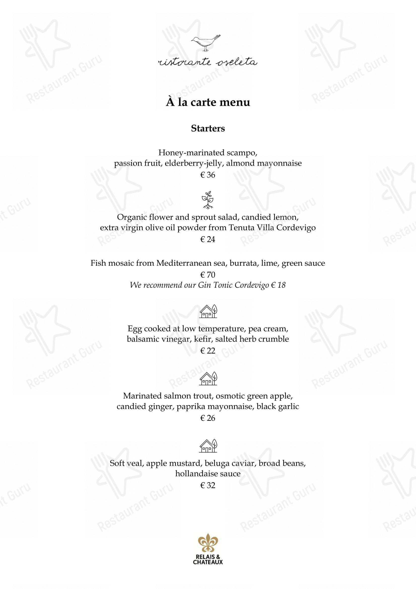 Ristorante Oseleta in Cavaion Veronese - Menu bar