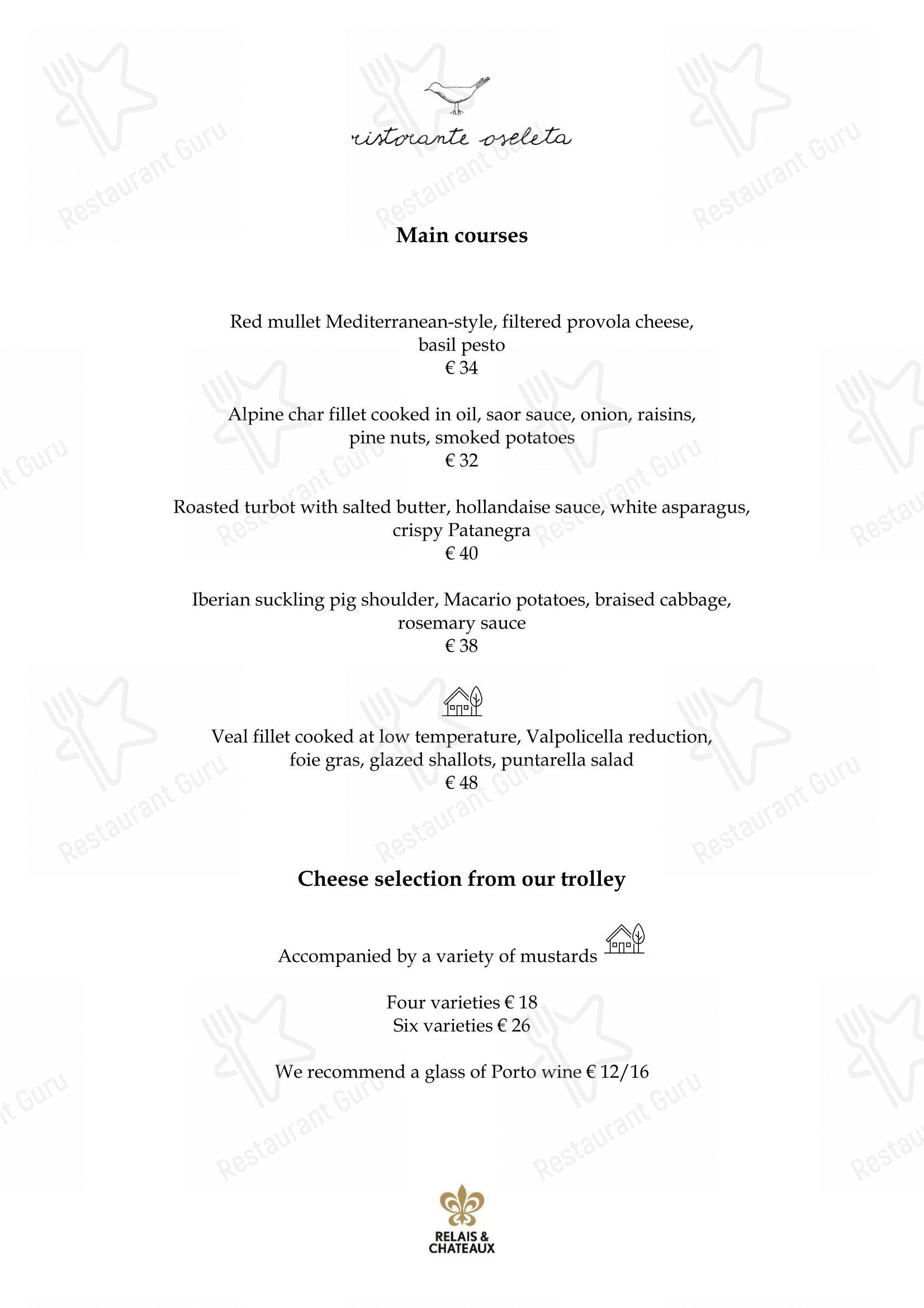 Menu bar per Ristorante Oseleta ristorante