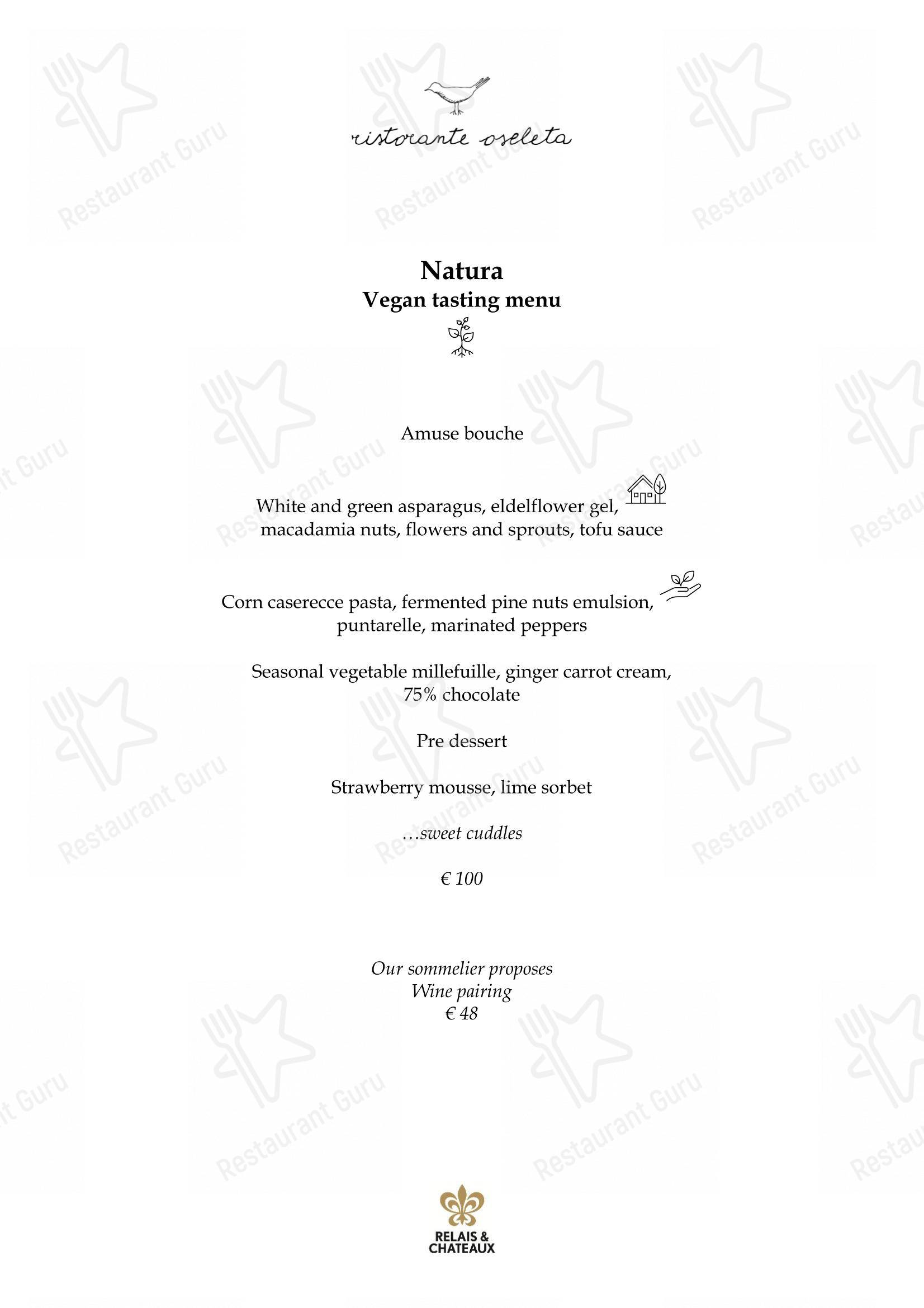 Menu bar per Ristorante Oseleta ristorante