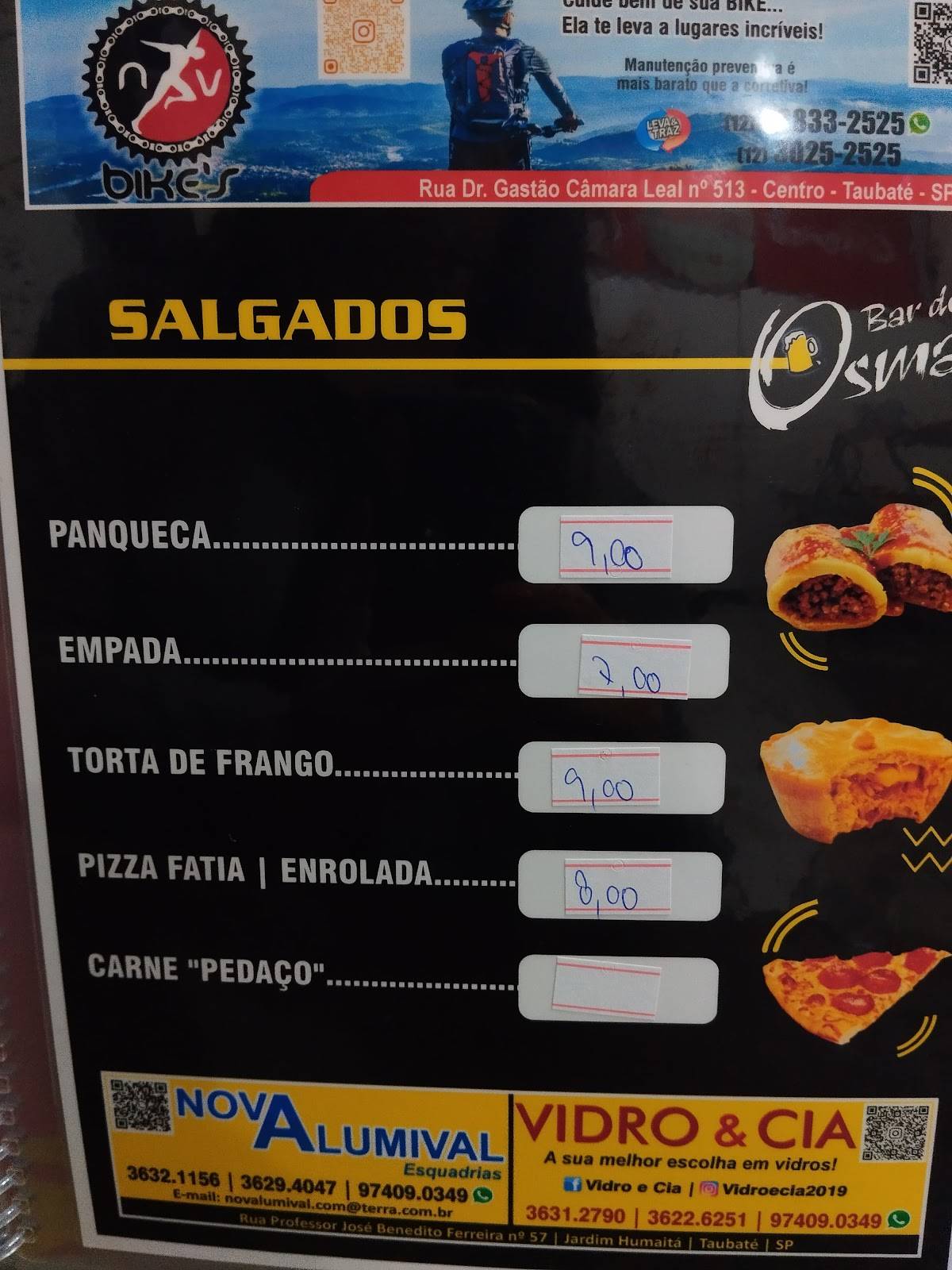Bar do Osmar cardápio