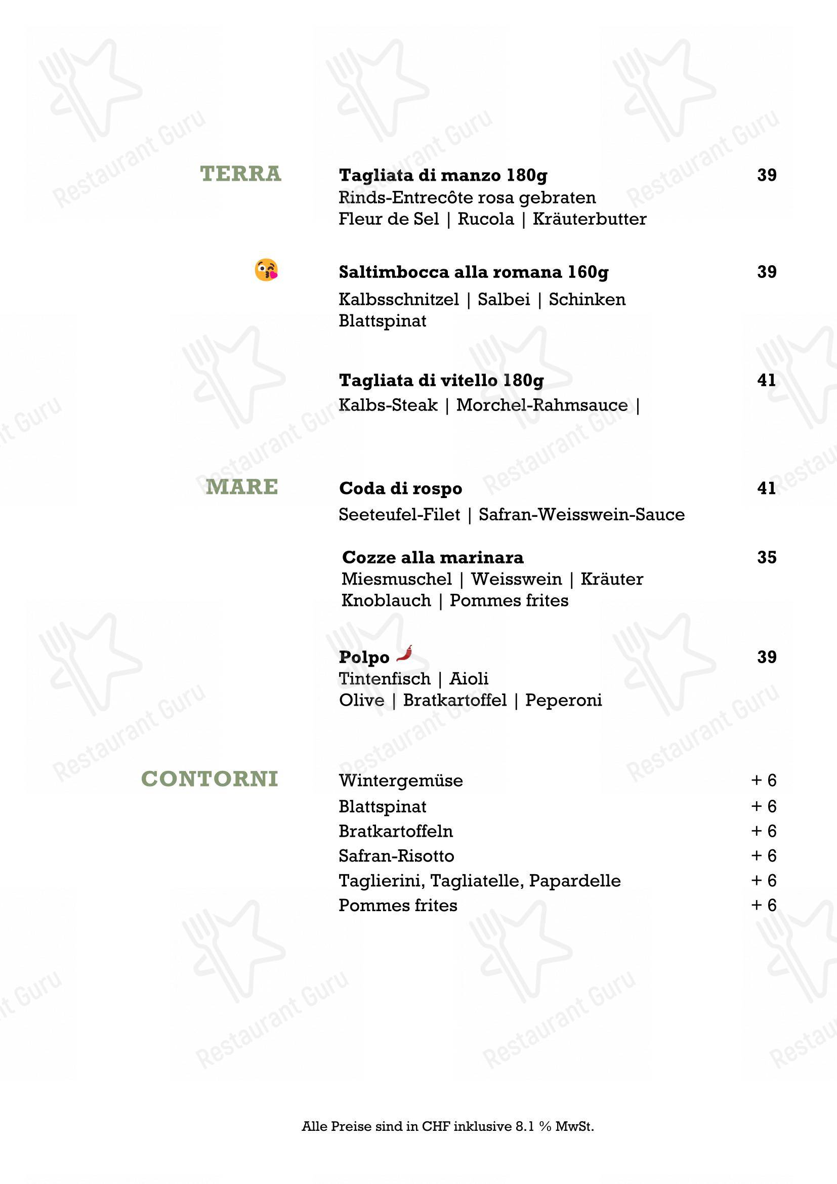 Menu per Osteria Borgo in Ascona