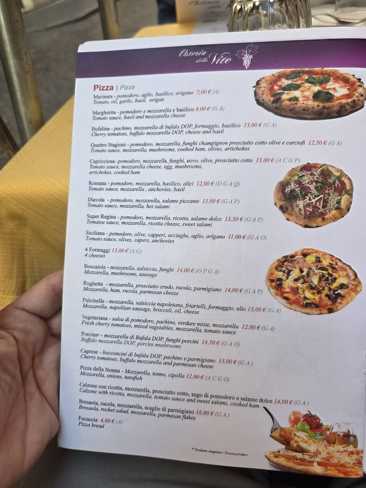Menu di Osteria Della Vite 
