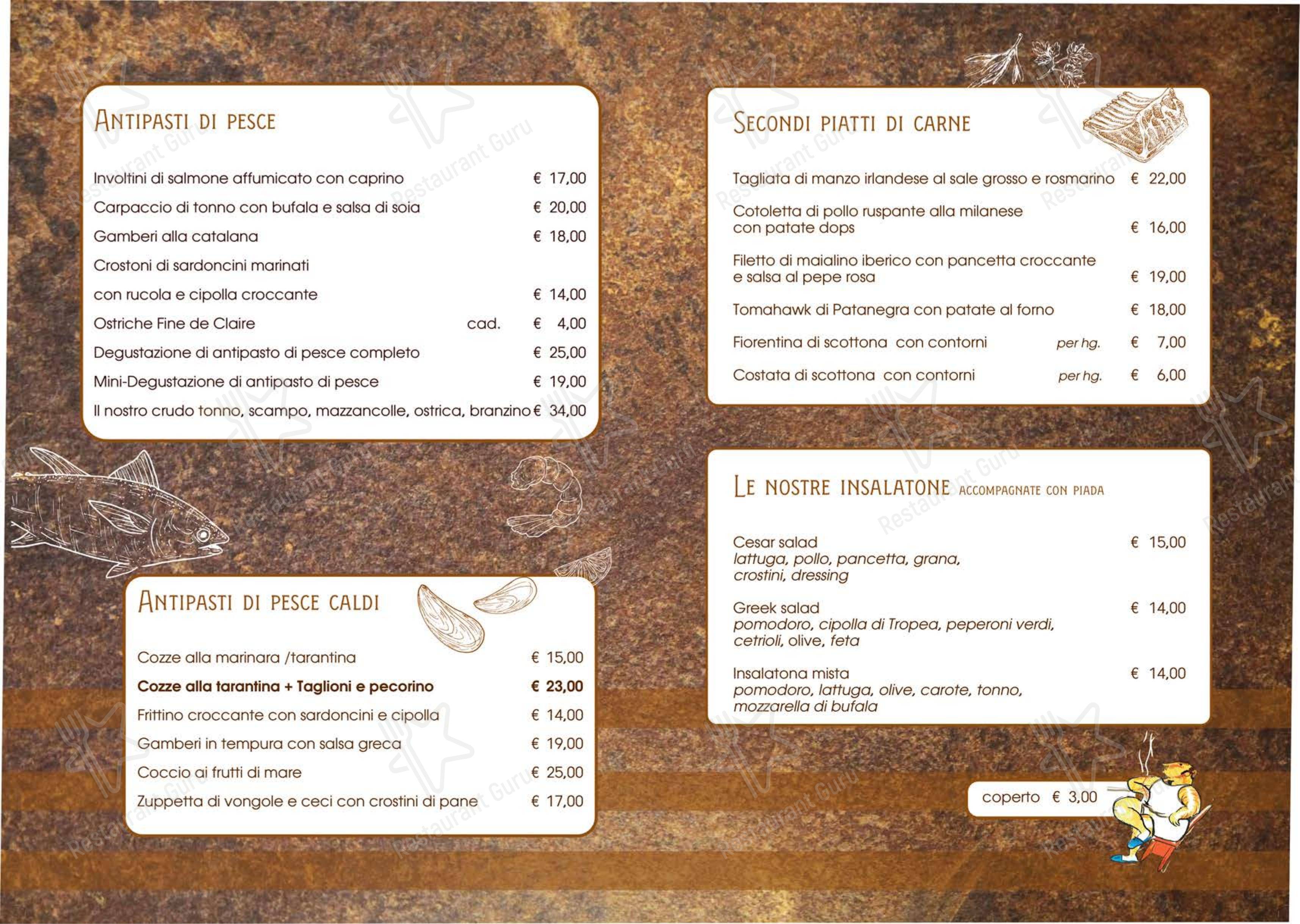 Menu bar per Osteria e Pataca in Rimini