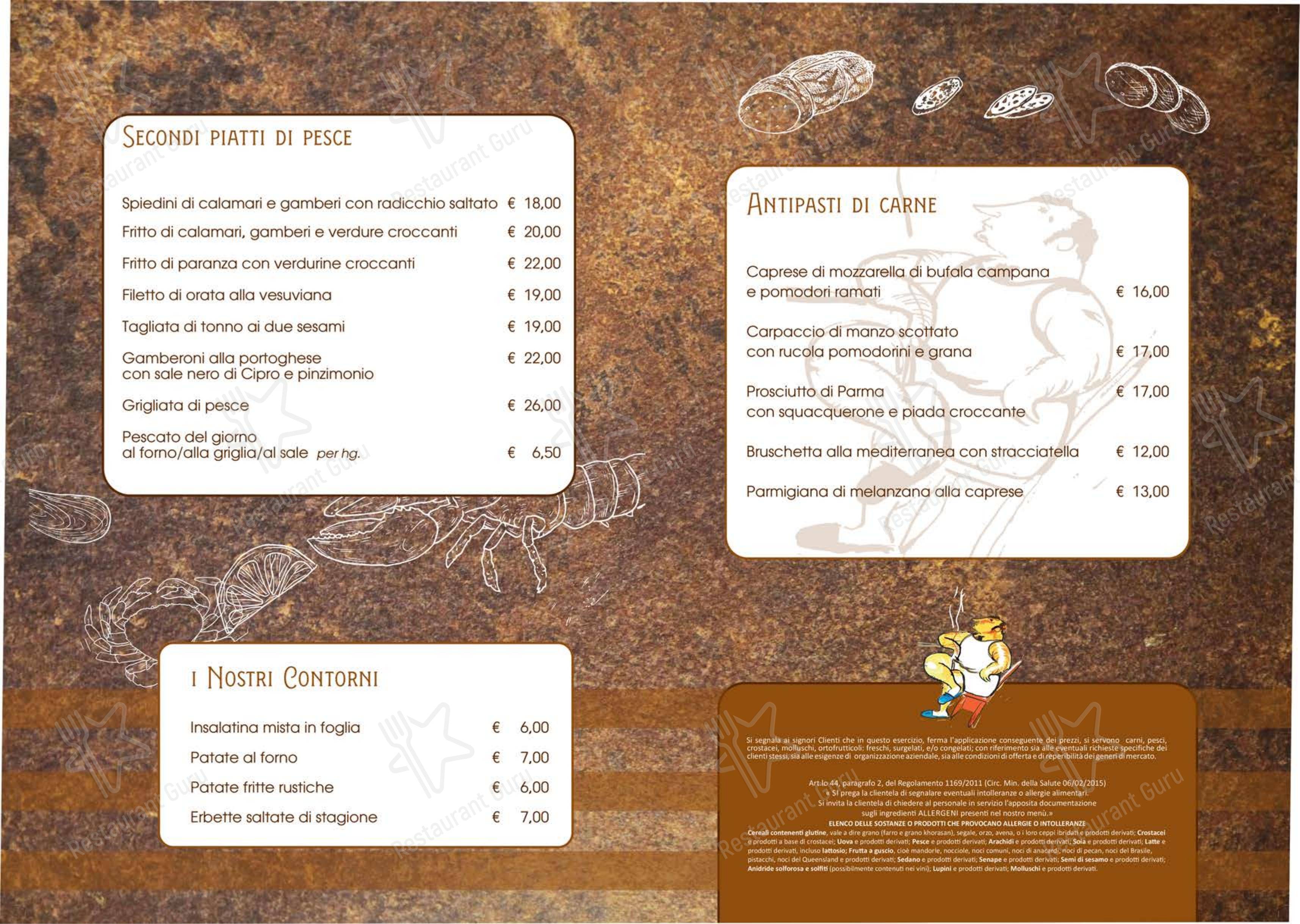 Menu di Osteria e Pataca - Menu bar