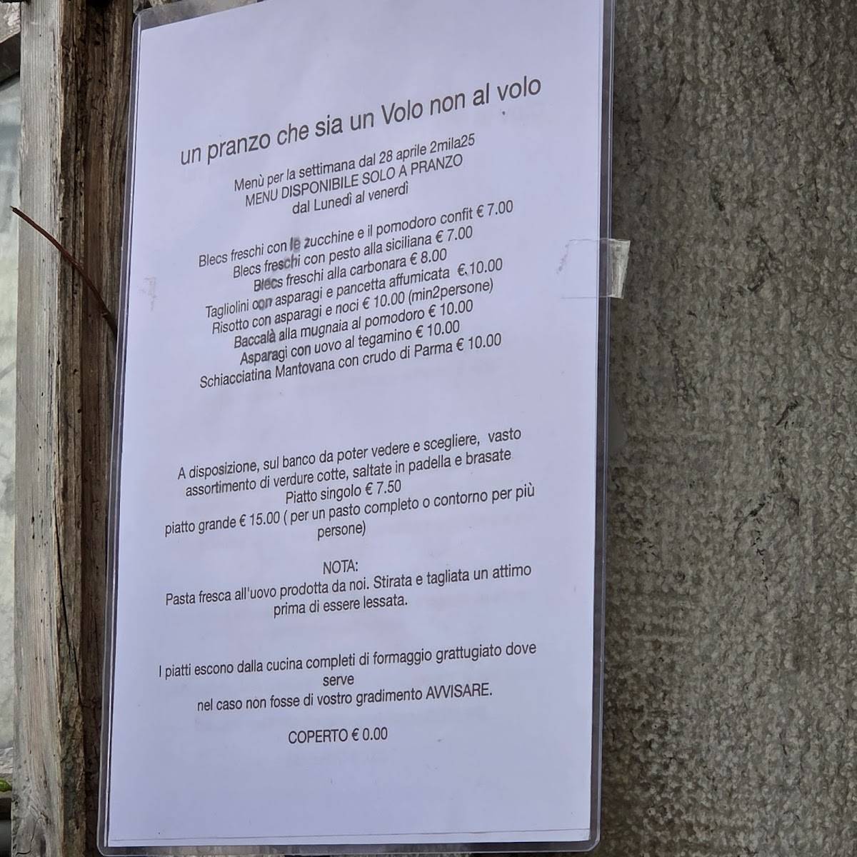 Menu di Osteria Ex Provinciali Udine 