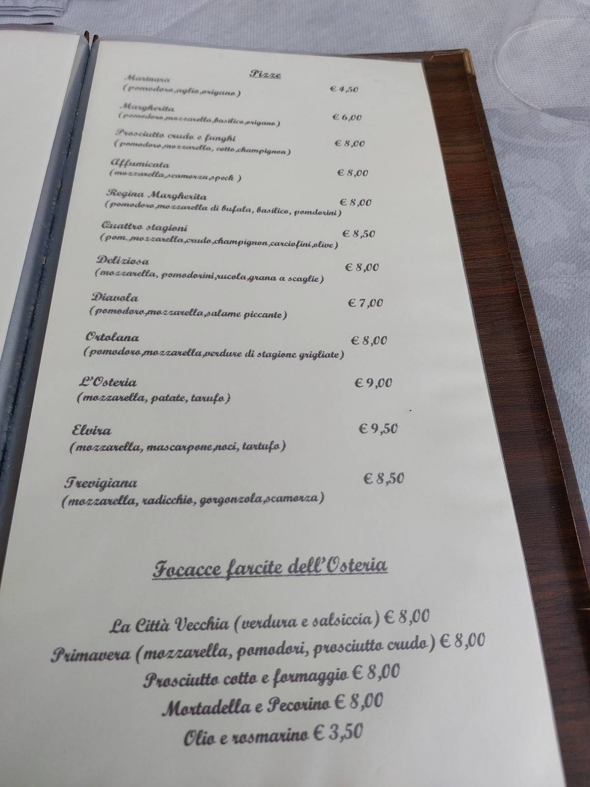 Menu di Osteria La Città Vecchia 