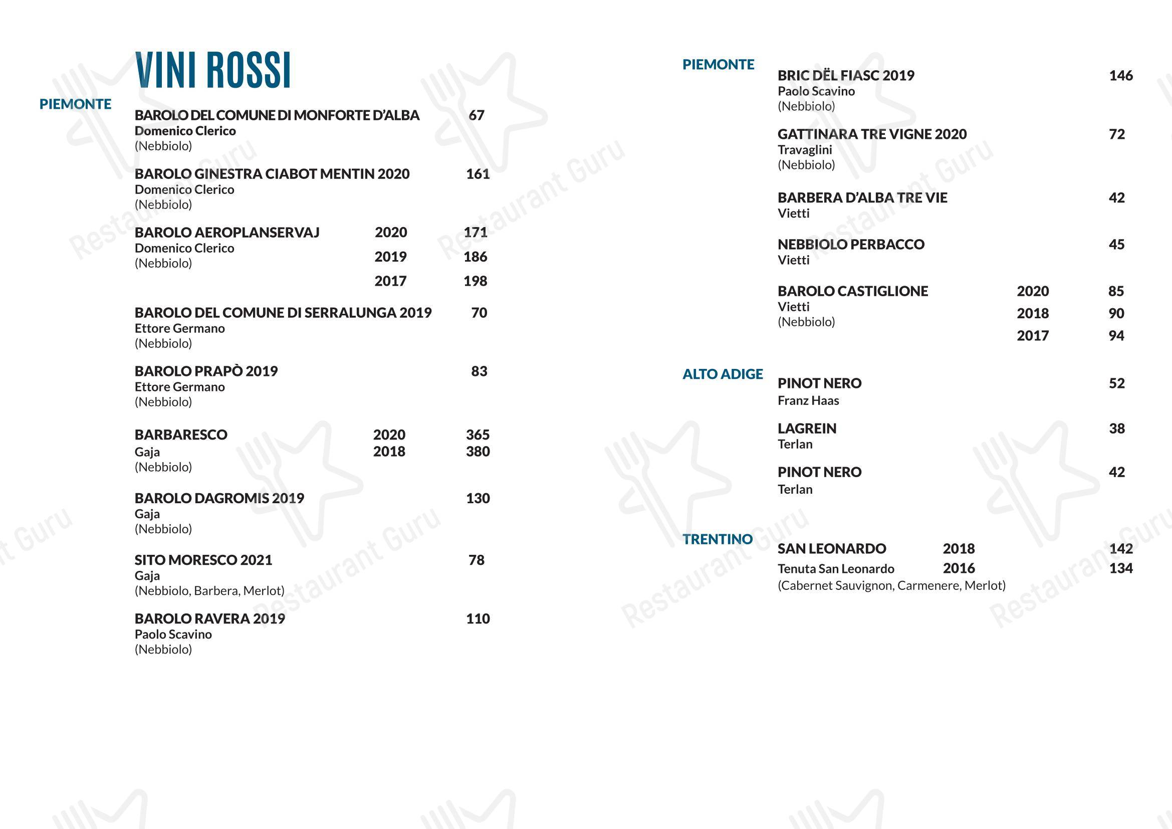 Menu di Osteria La Quercia - Menu bar
