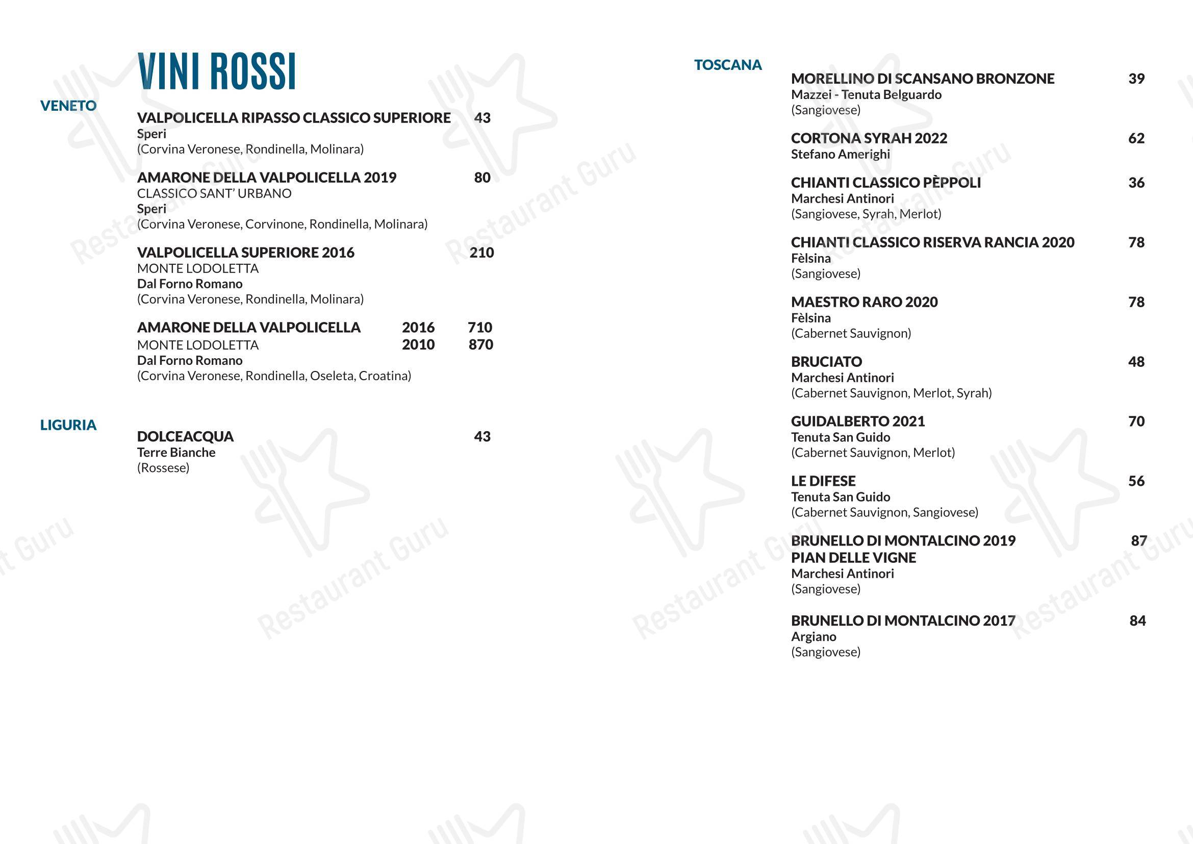 Menu di Osteria La Quercia - Menu bar