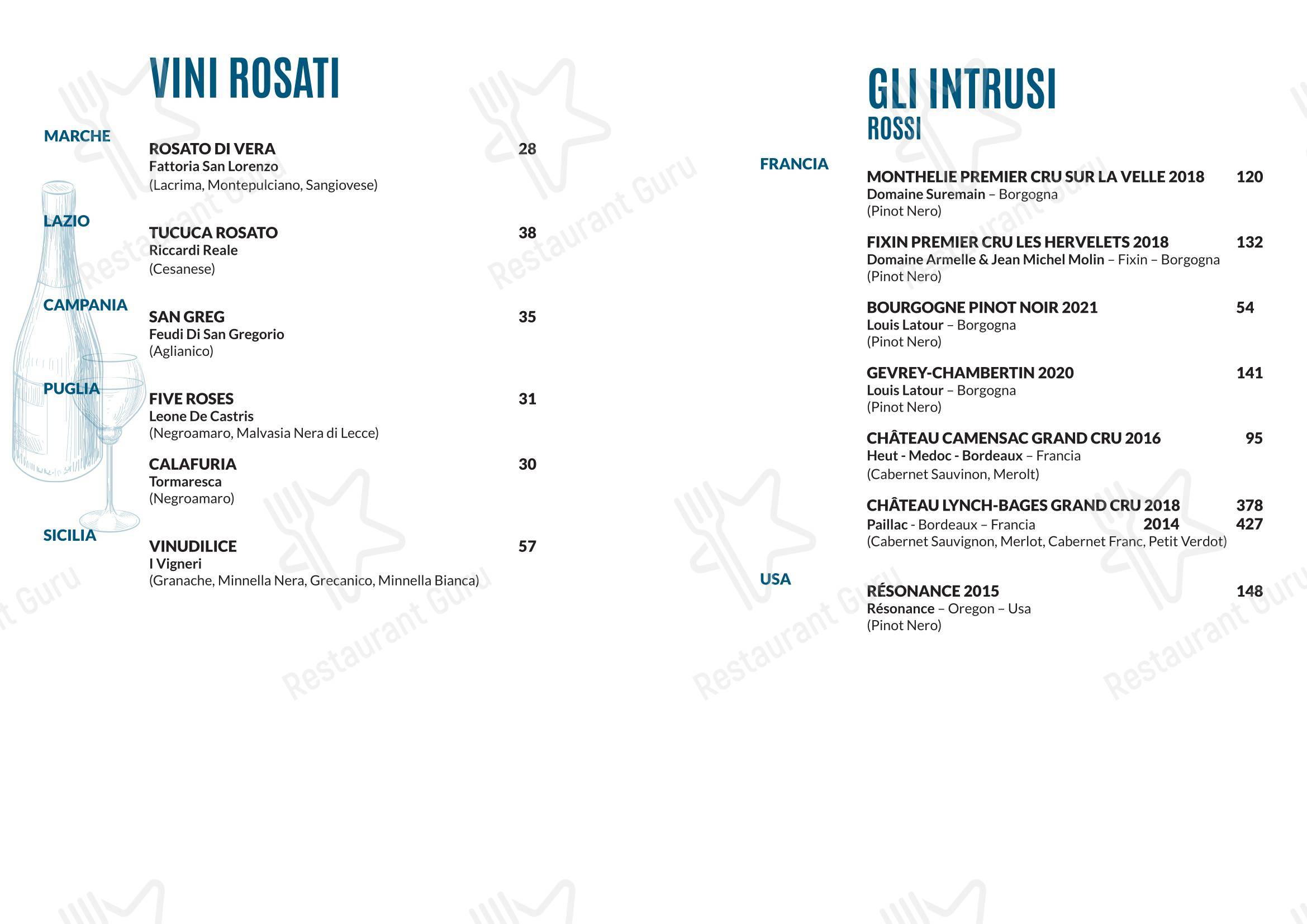 Menu bar per Osteria La Quercia in Roma