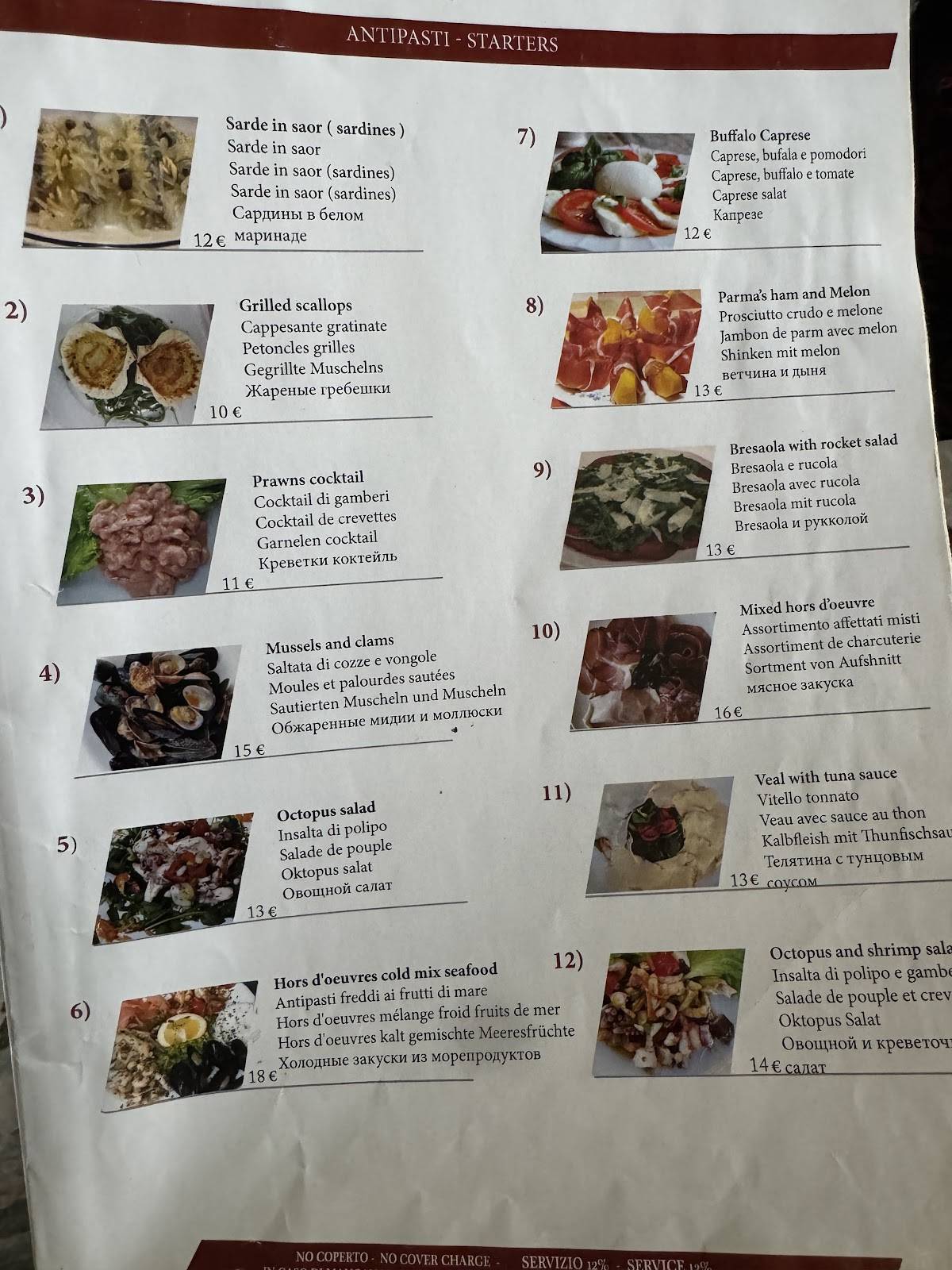 Menu di Osteria Leone Alato 