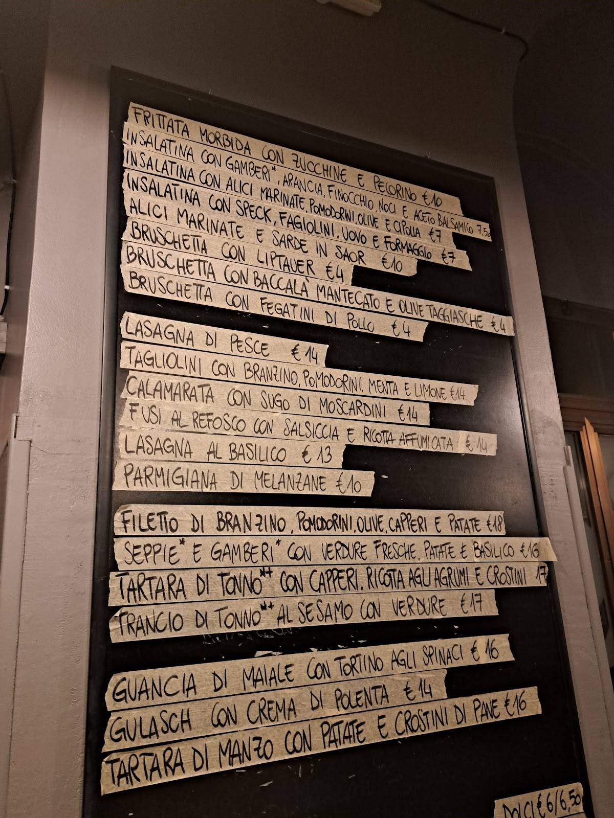 Menu di Osteria Marise 