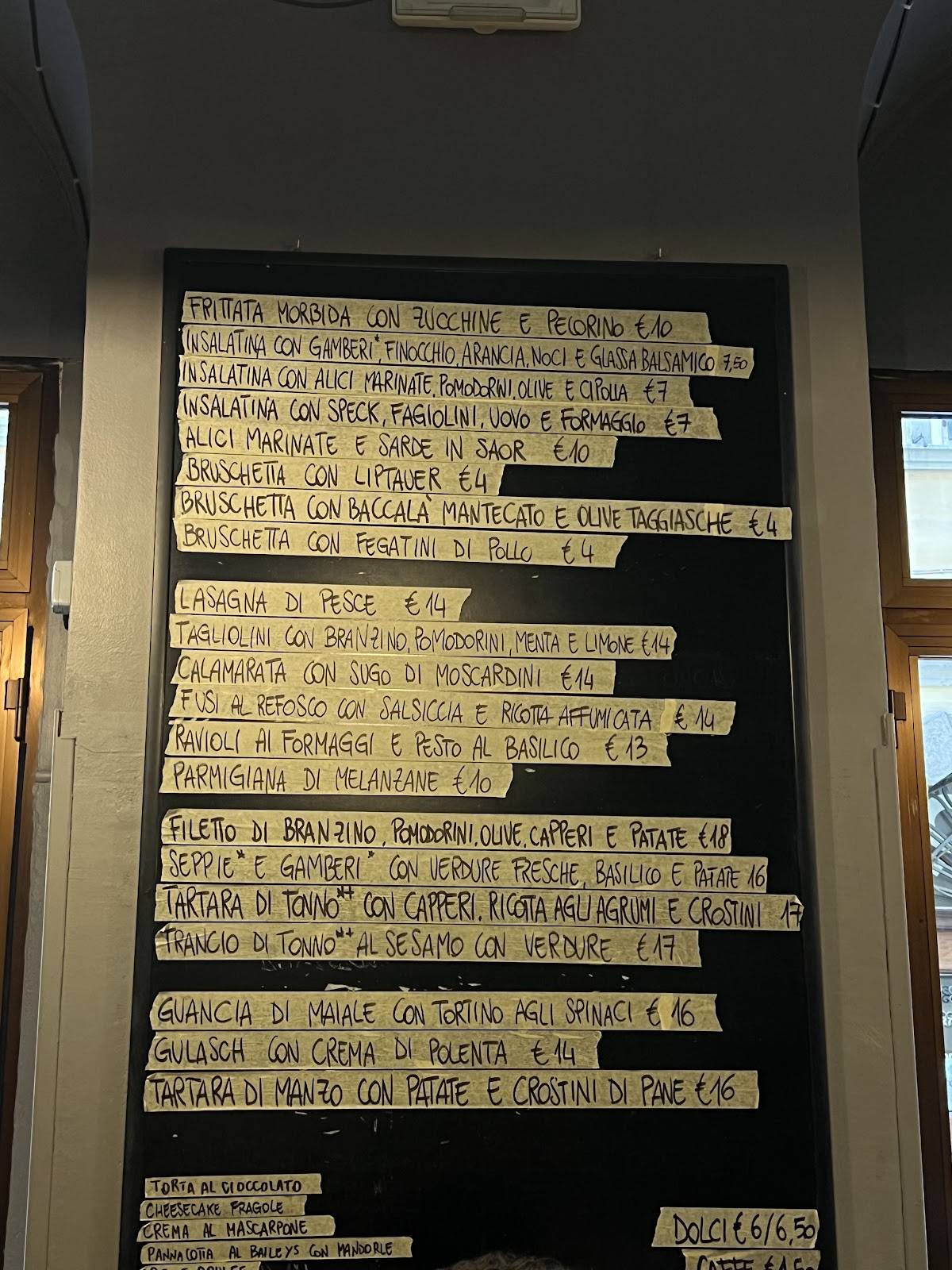 Menu di Osteria Marise 