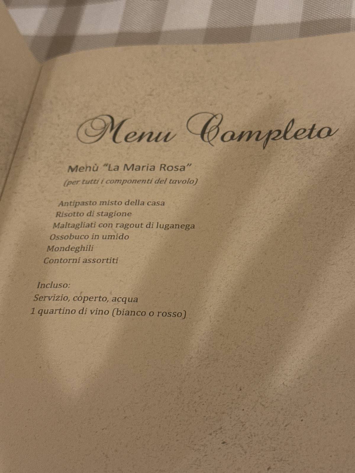 Menu di Osteria milanese OSS BUS 