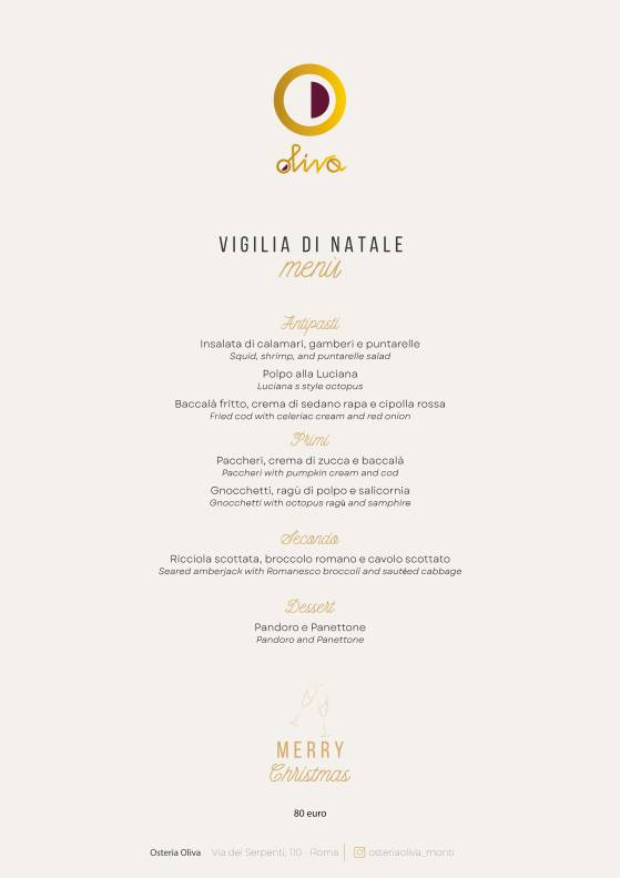 Menu di Osteria Oliva 
