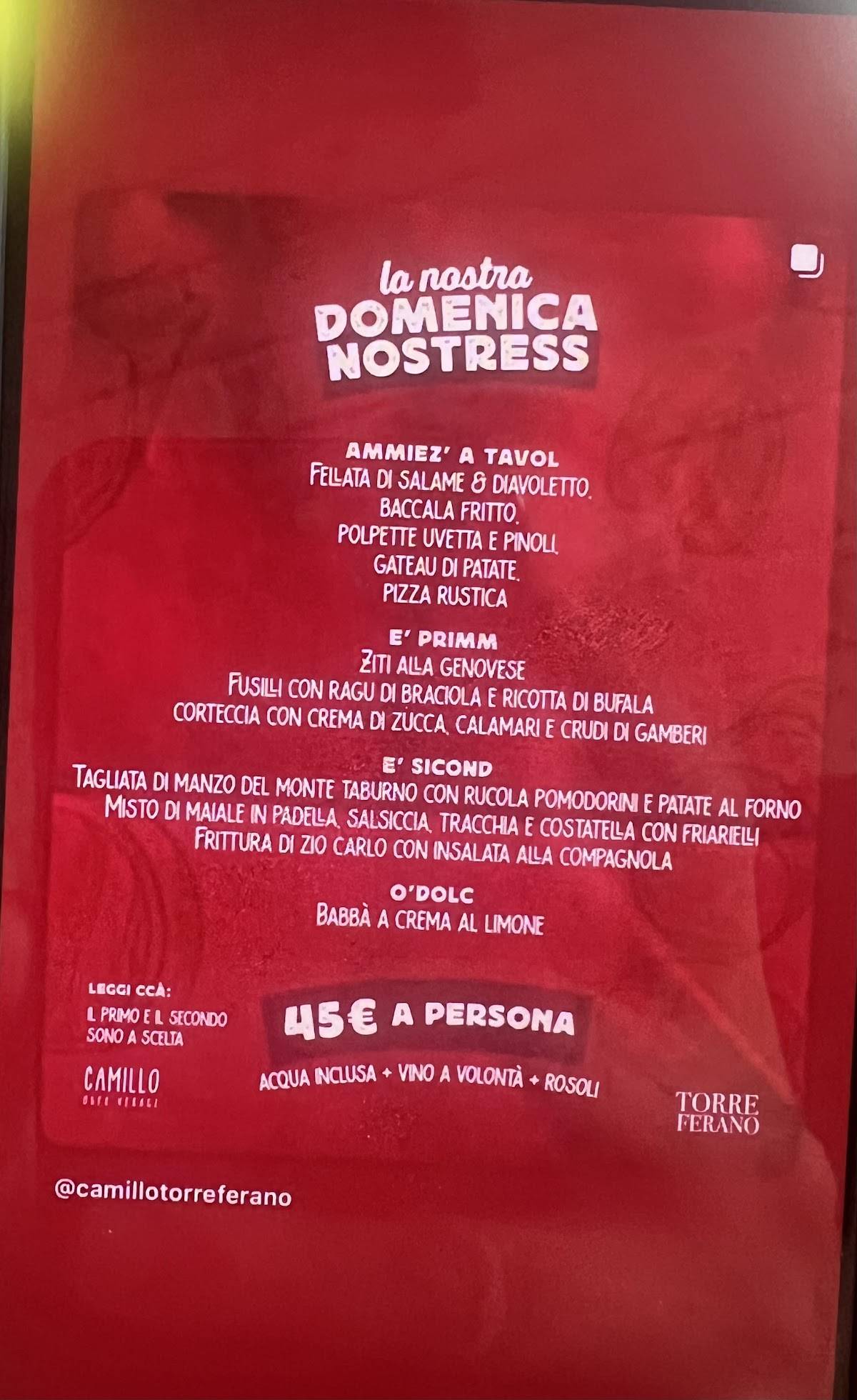 Menu di Osteria Torre Ferano 