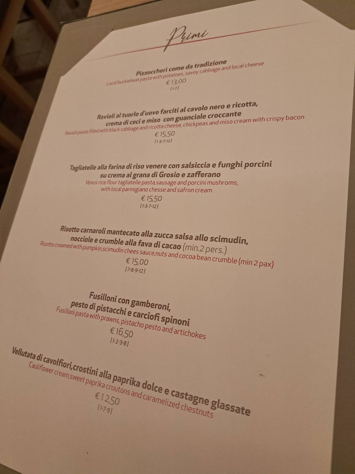 Menu di Osteria La Bajona 