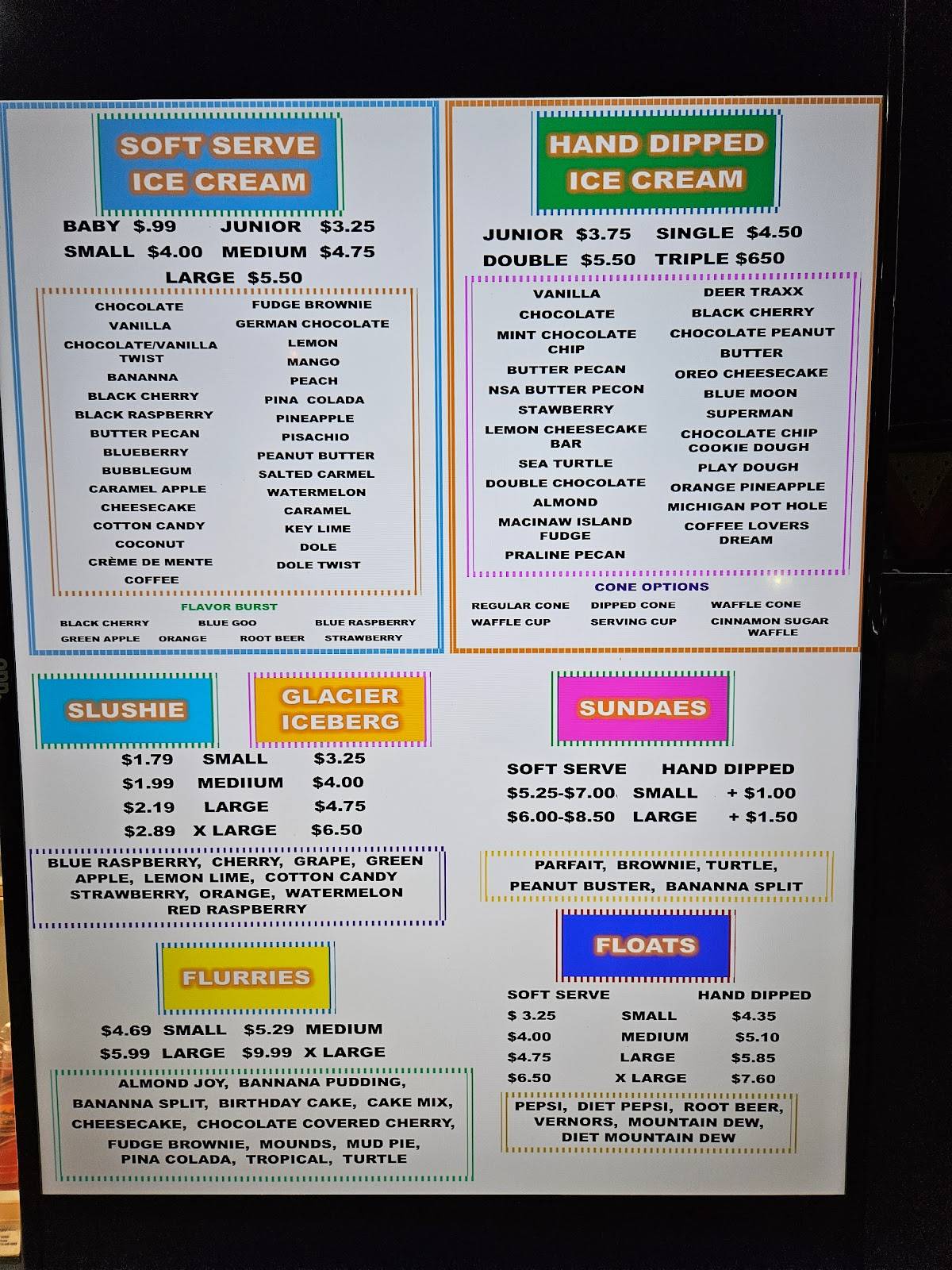 Menu at Otisville Dairy Delight and Taco Hut, Otisville
