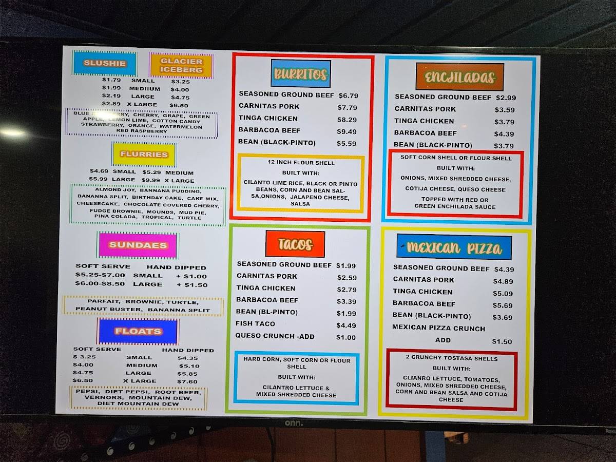 Menu at Otisville Dairy Delight and Taco Hut, Otisville