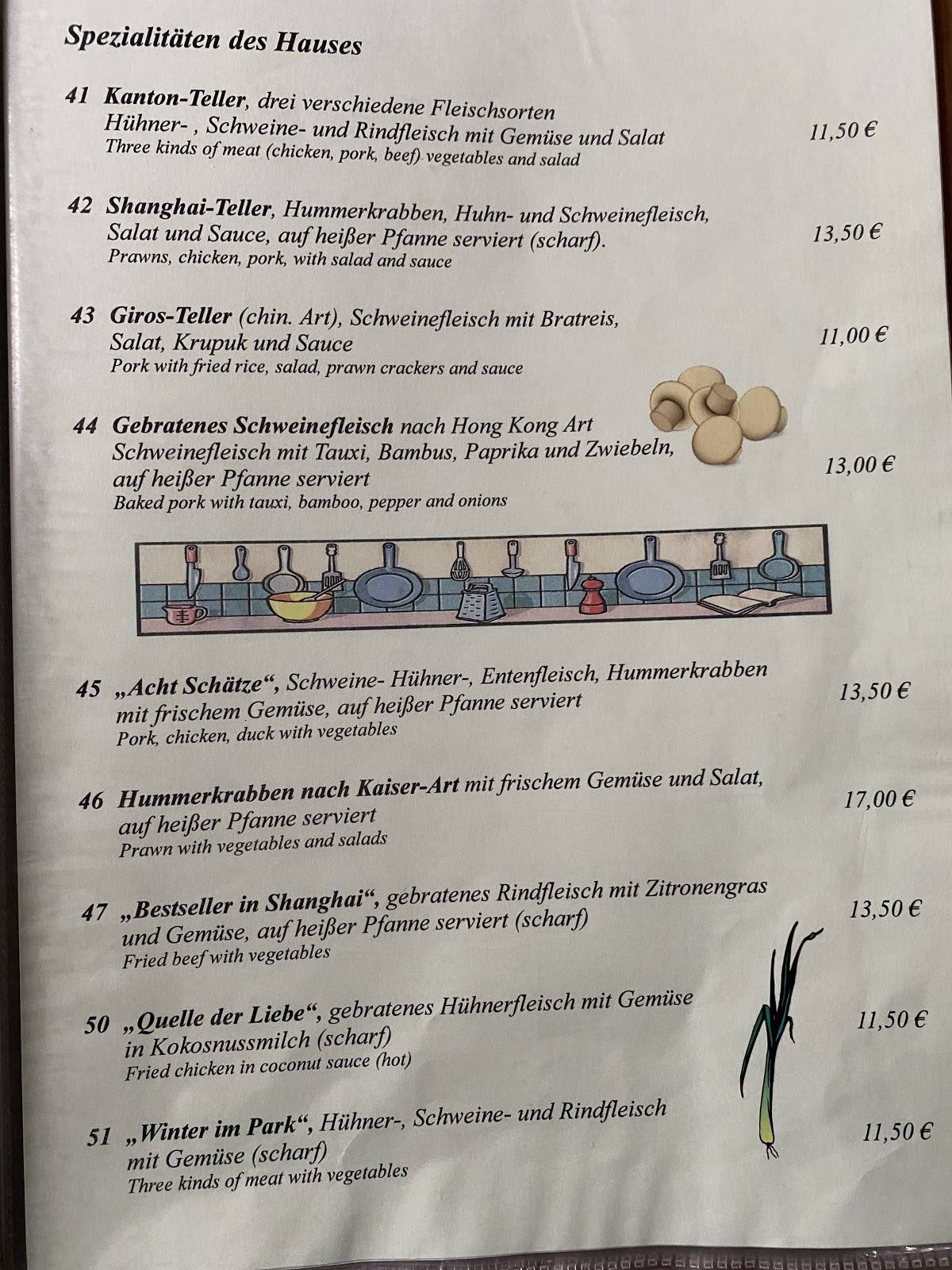 Menu at ChinaGarten restaurant, Otterndorf